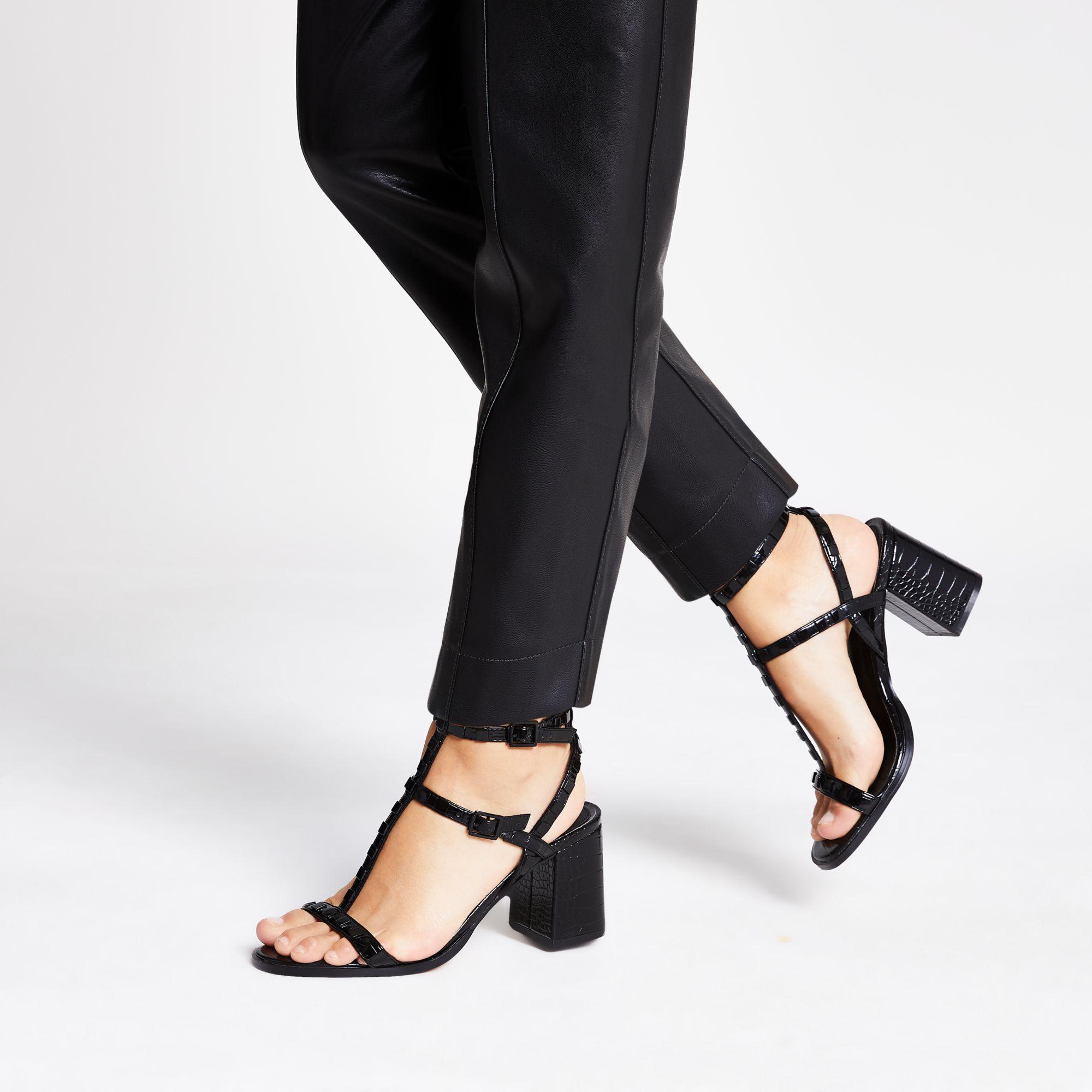 block heel studded gladiator sandals