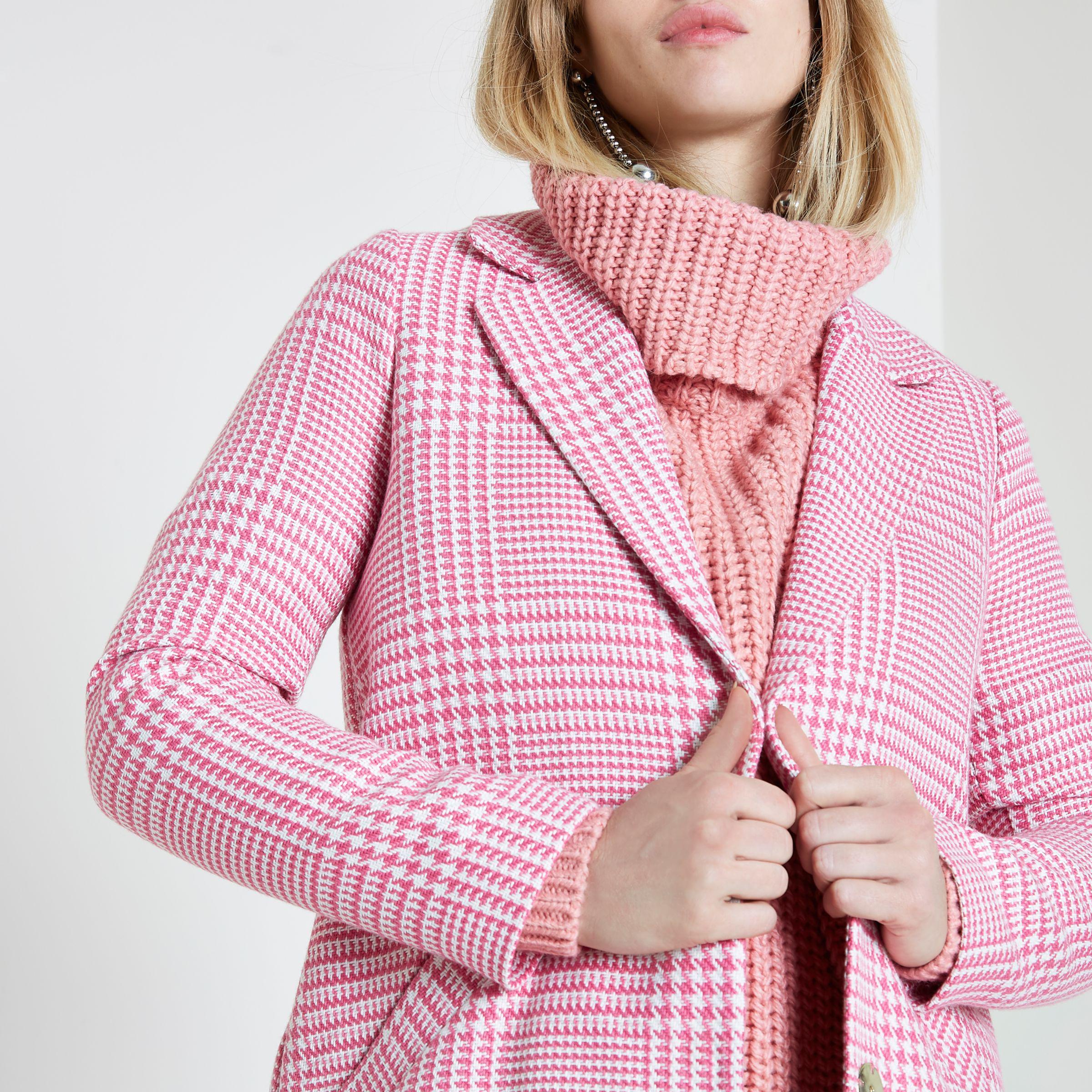 pink checkered coat