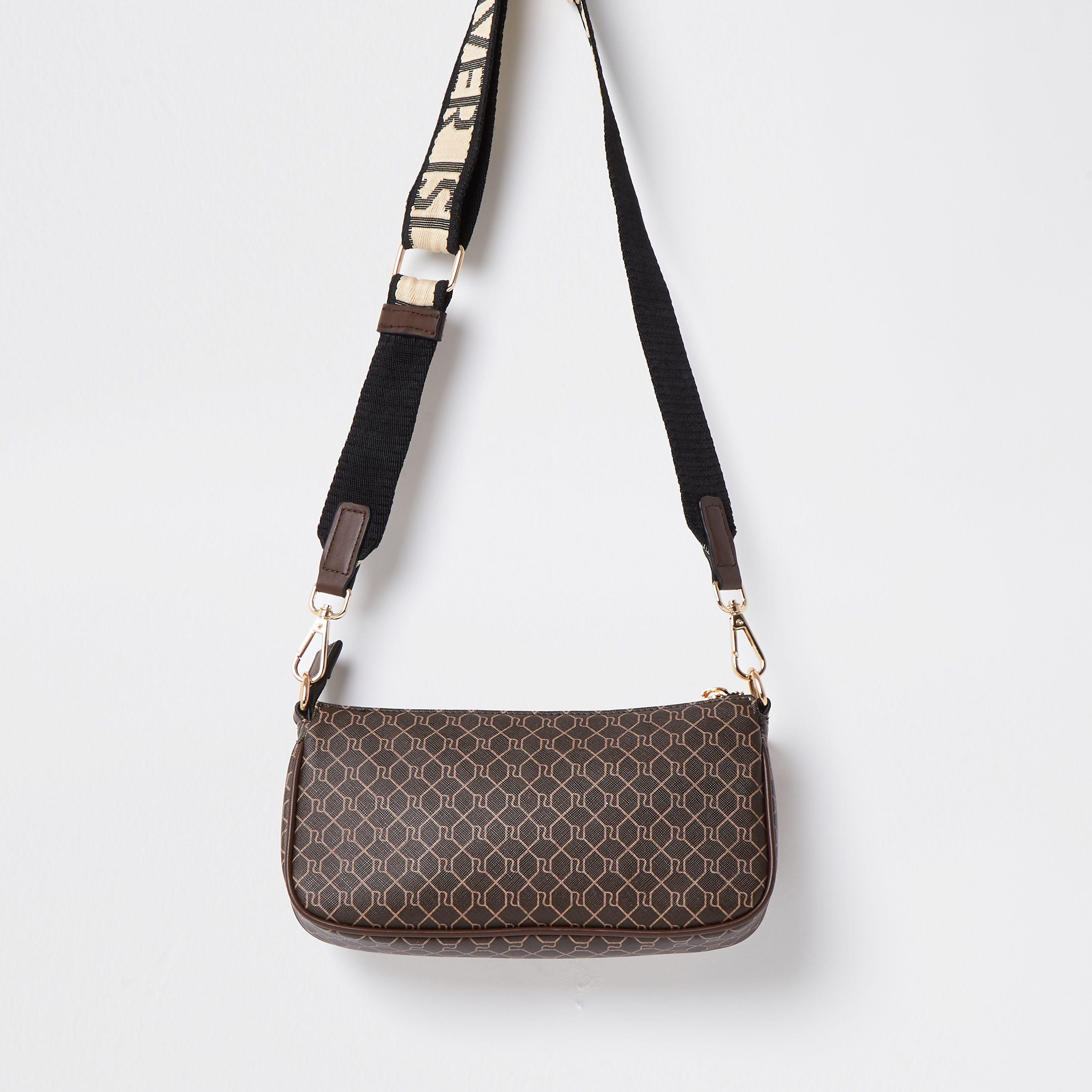 brown monogram river island bolsa