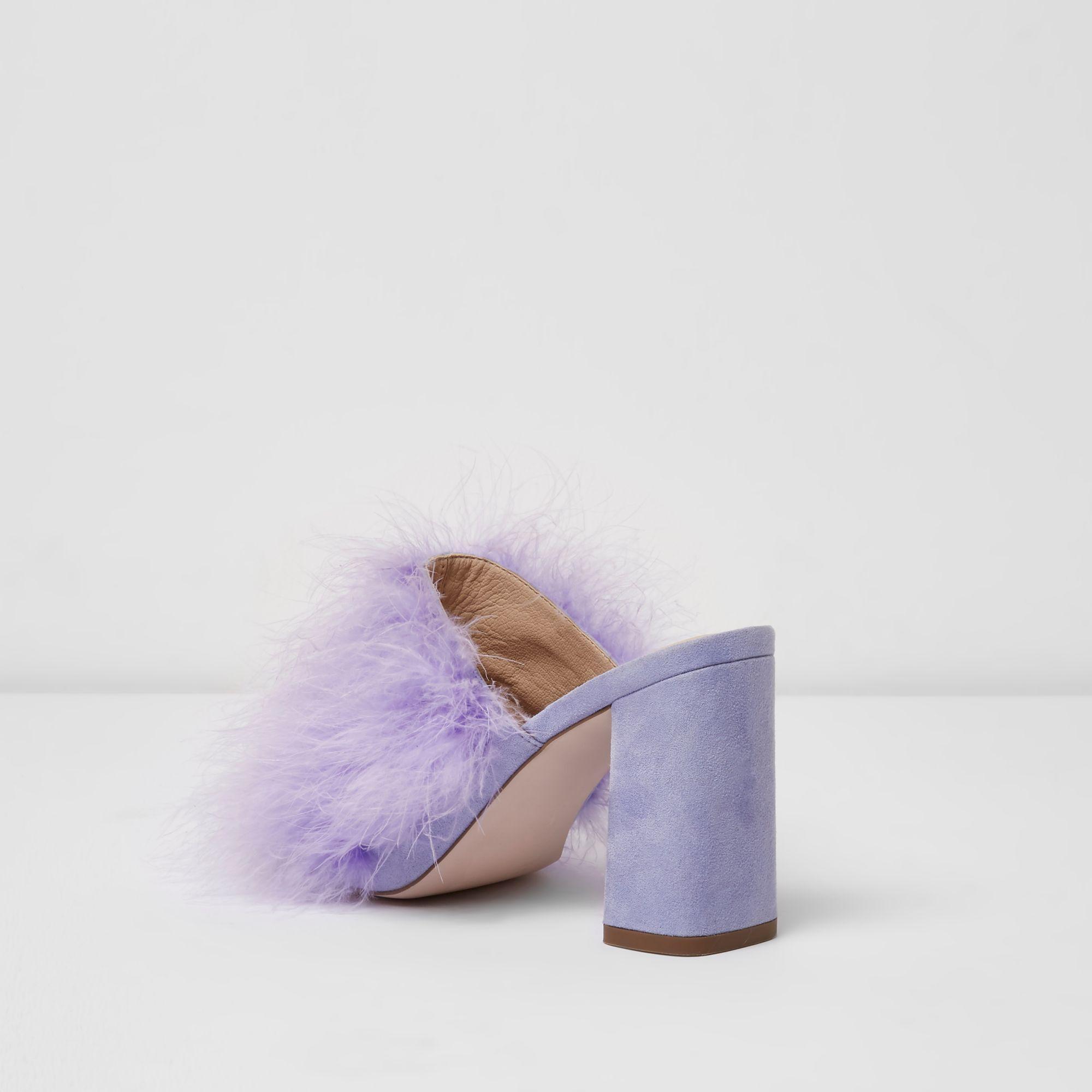 fluffy block heels