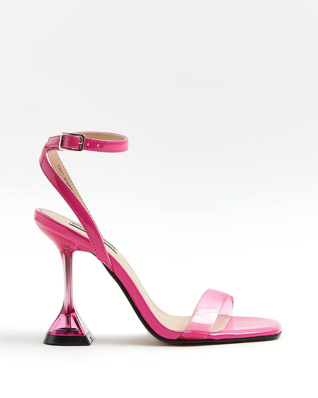 River Island Pink Perspex Heeled Mules 