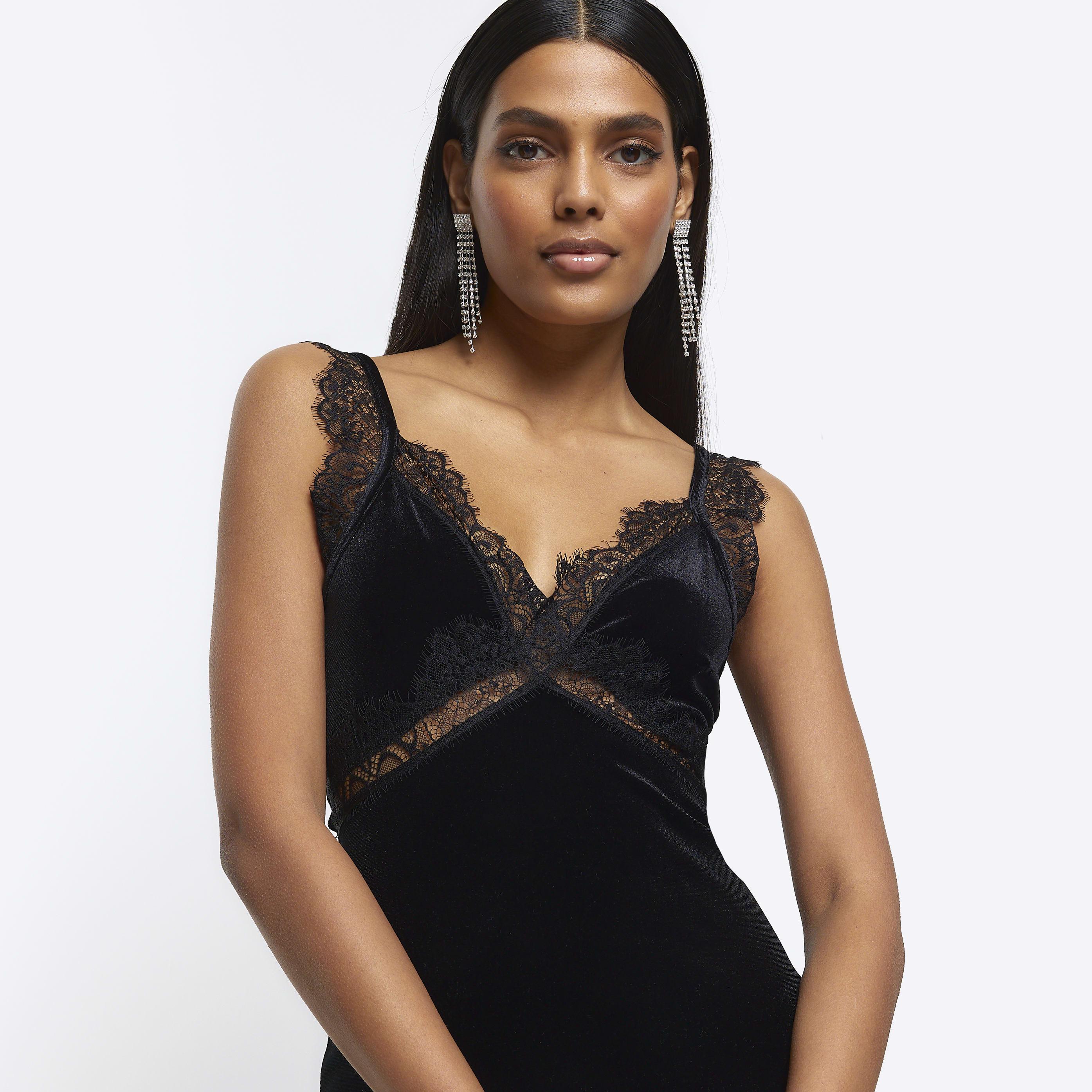 River island hotsell black lace dress