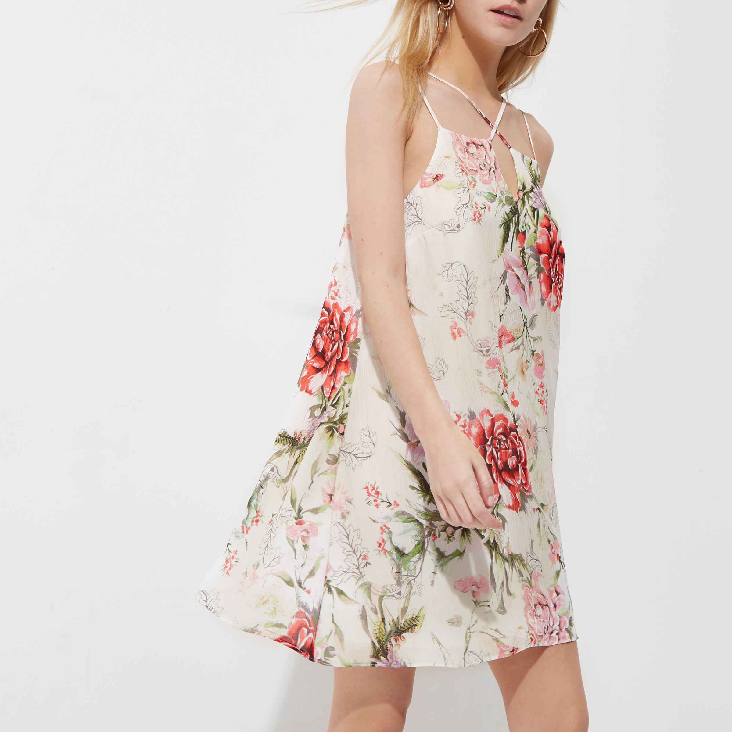 river island white floral dress