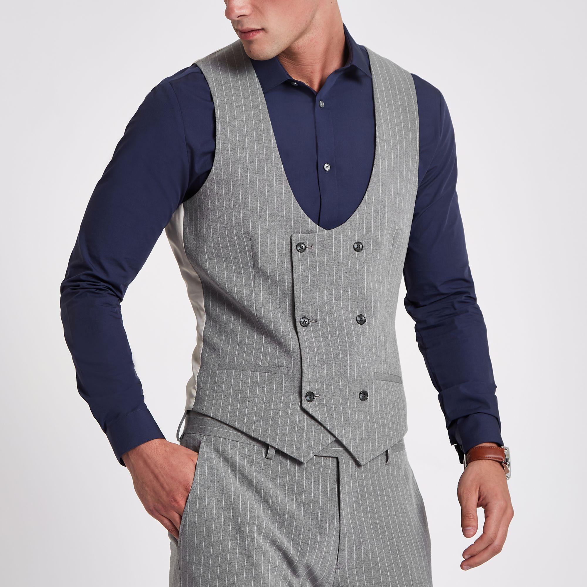 Grey waistcoat double breasted Outlet