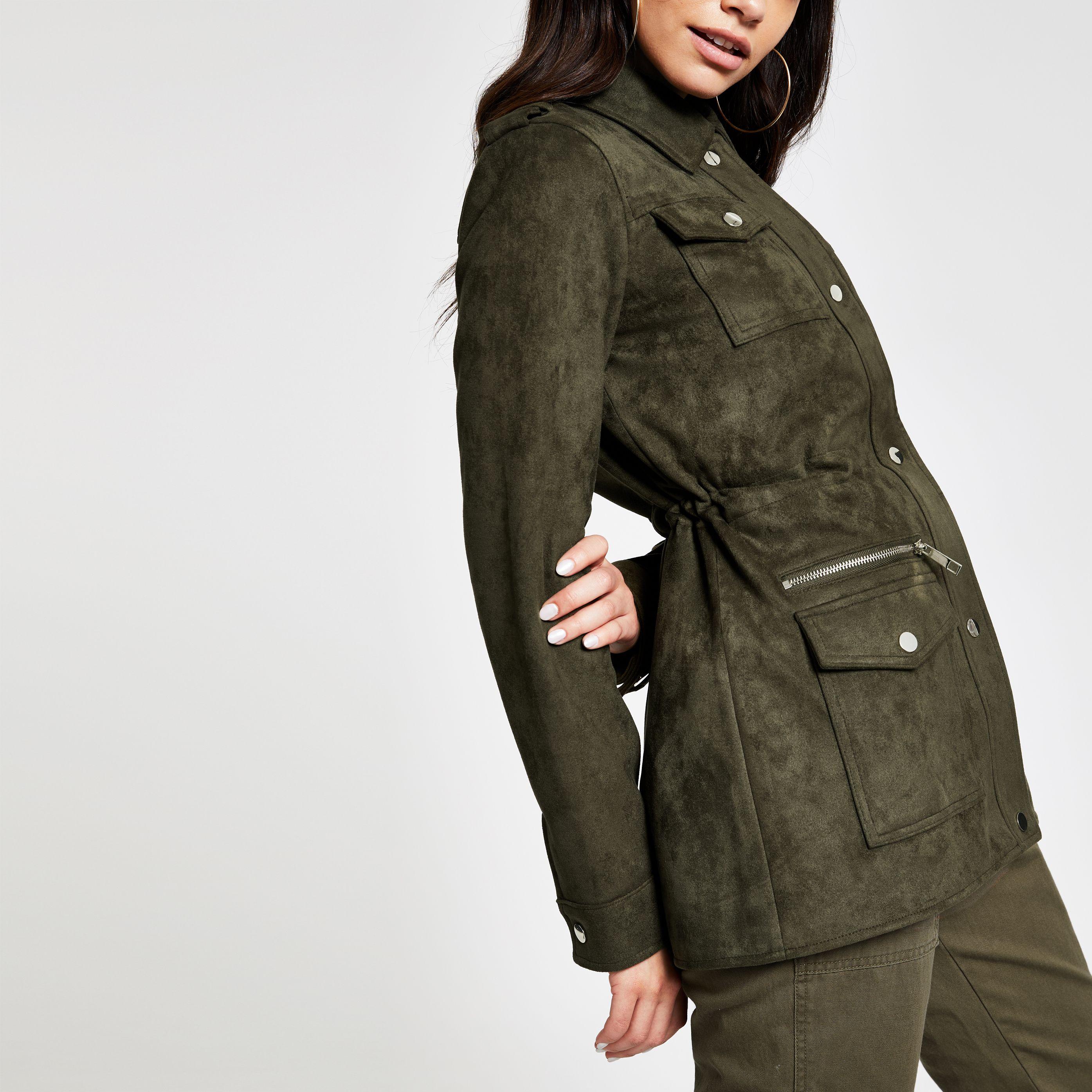khaki faux suede jacket
