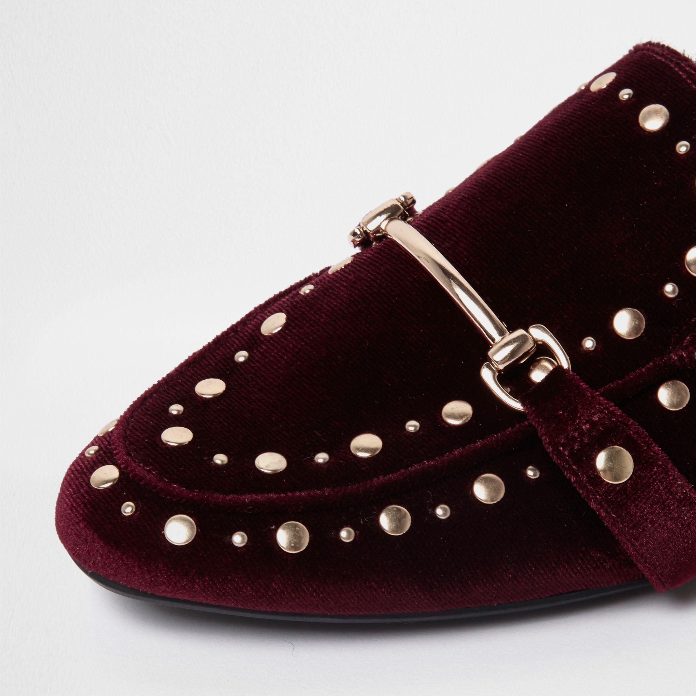 velvet backless loafers