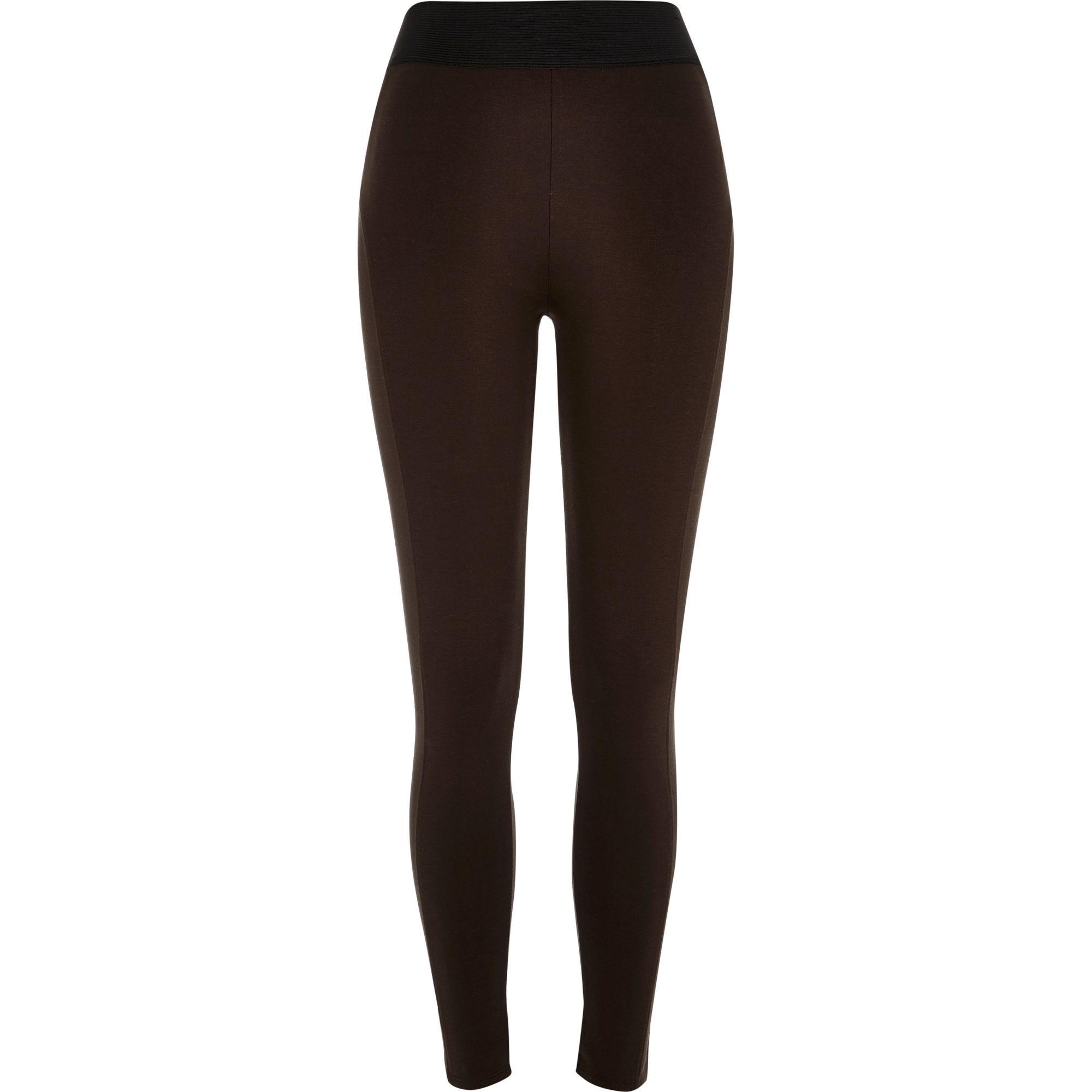 River Island Dark Brown High Waisted Leggings Lyst
