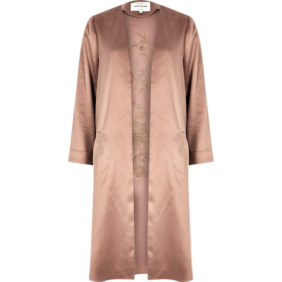 ladies pink duster coat