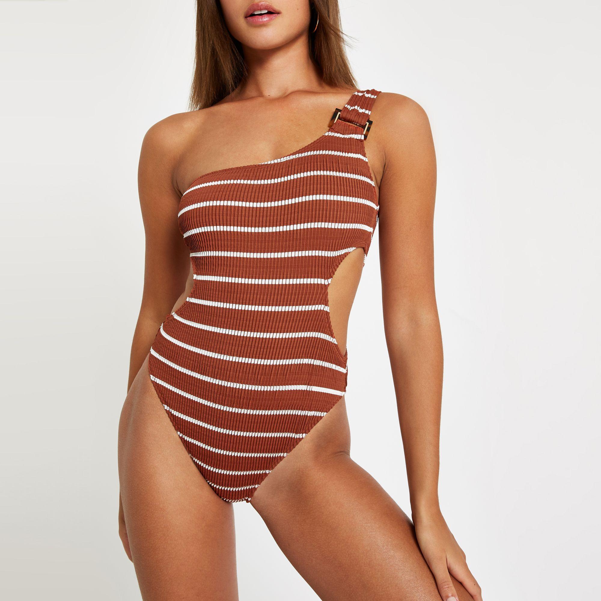 river island one shoulder swimsuit
