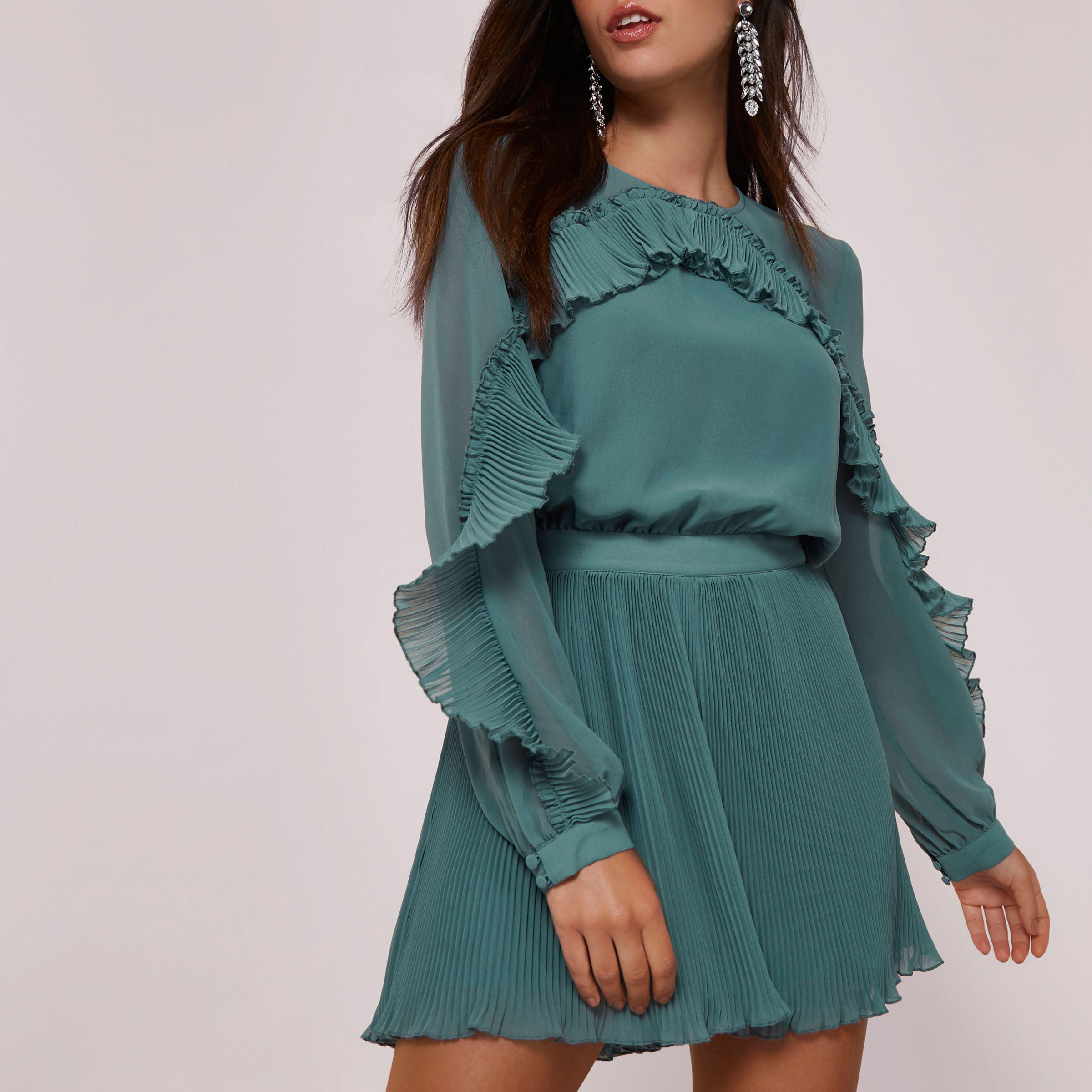 river island green playsuit