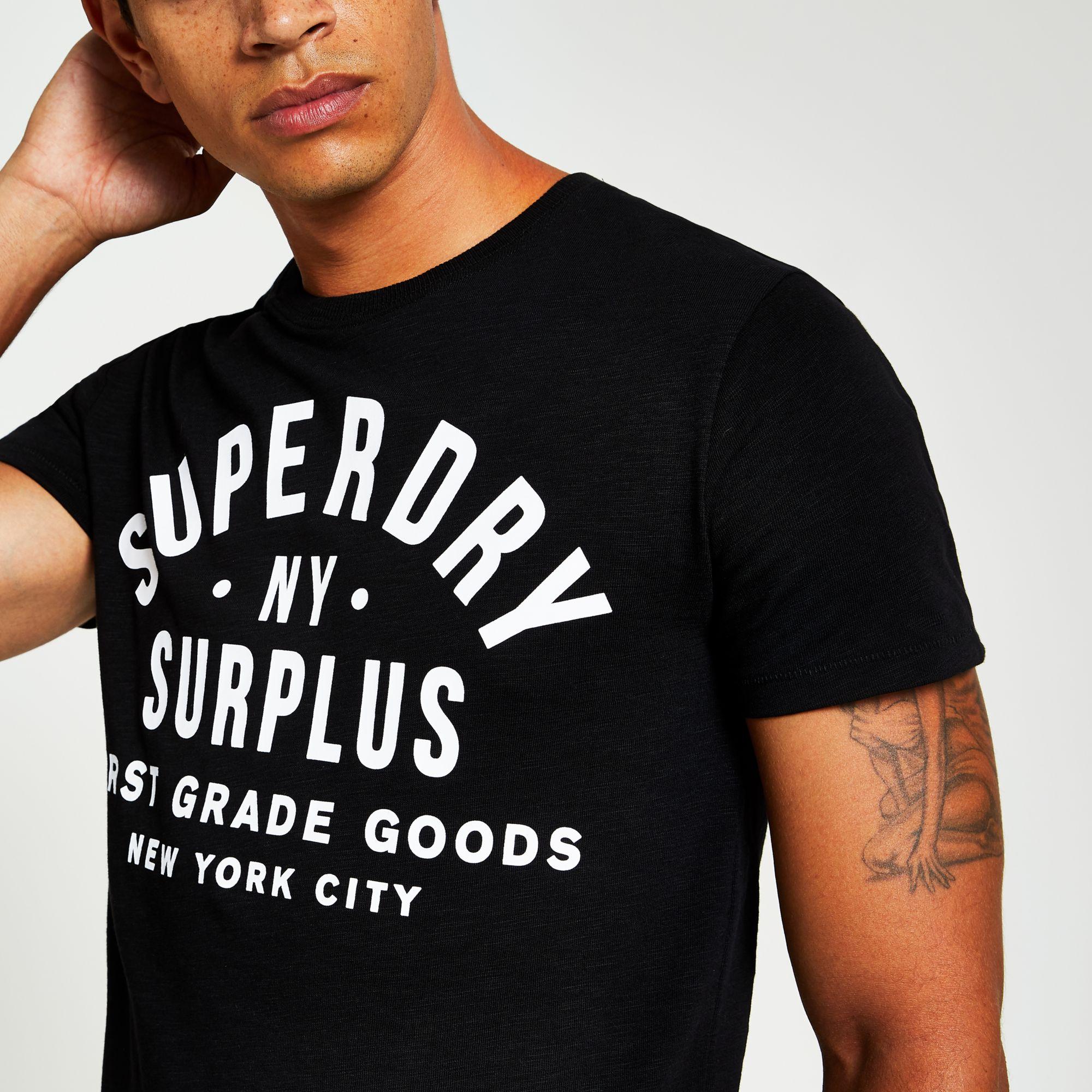 Superdry Cotton Superdry Black Logo Chest Print Tshirt for Men Lyst