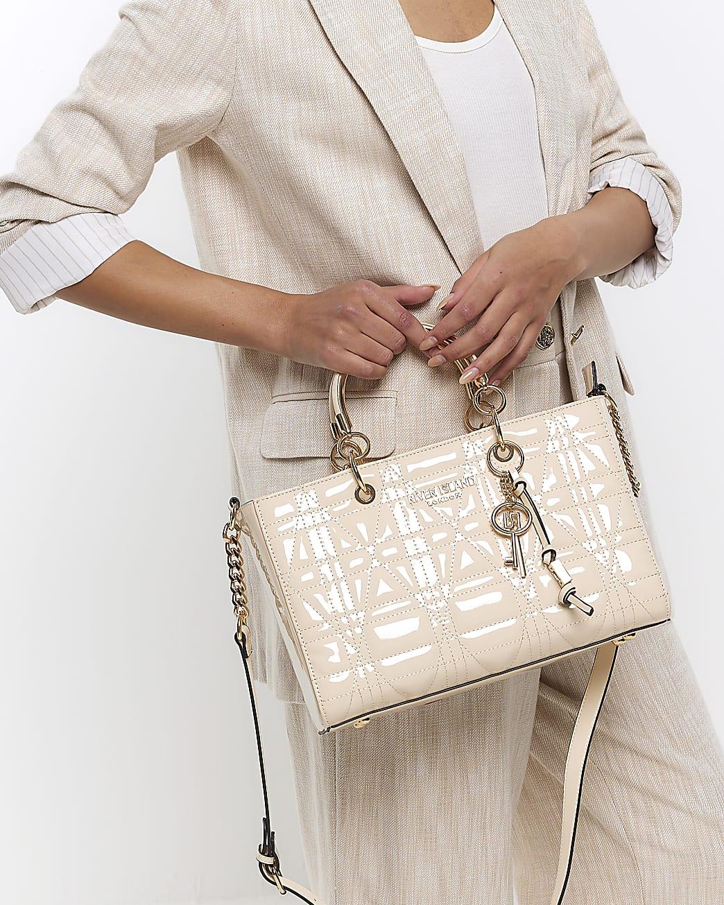 River Island Patent Tote Bag in White | Lyst