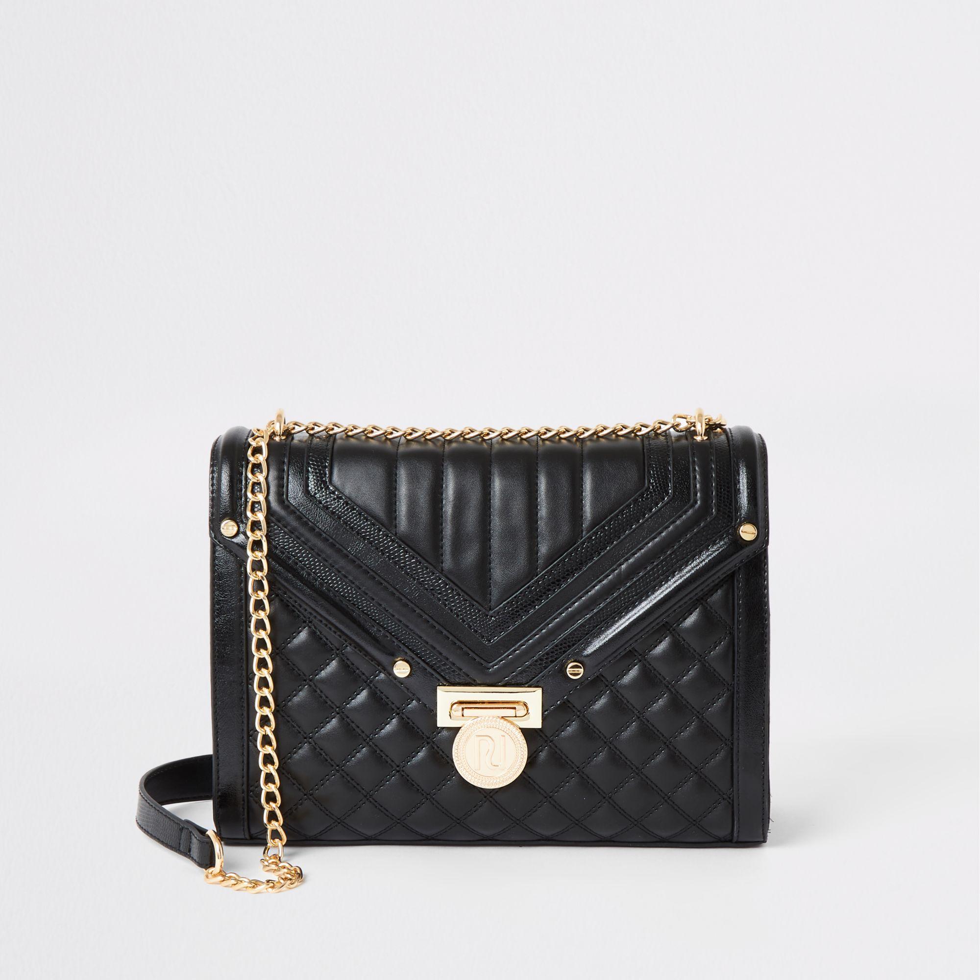 River Island Black Quilted Cross Body Bag Lyst