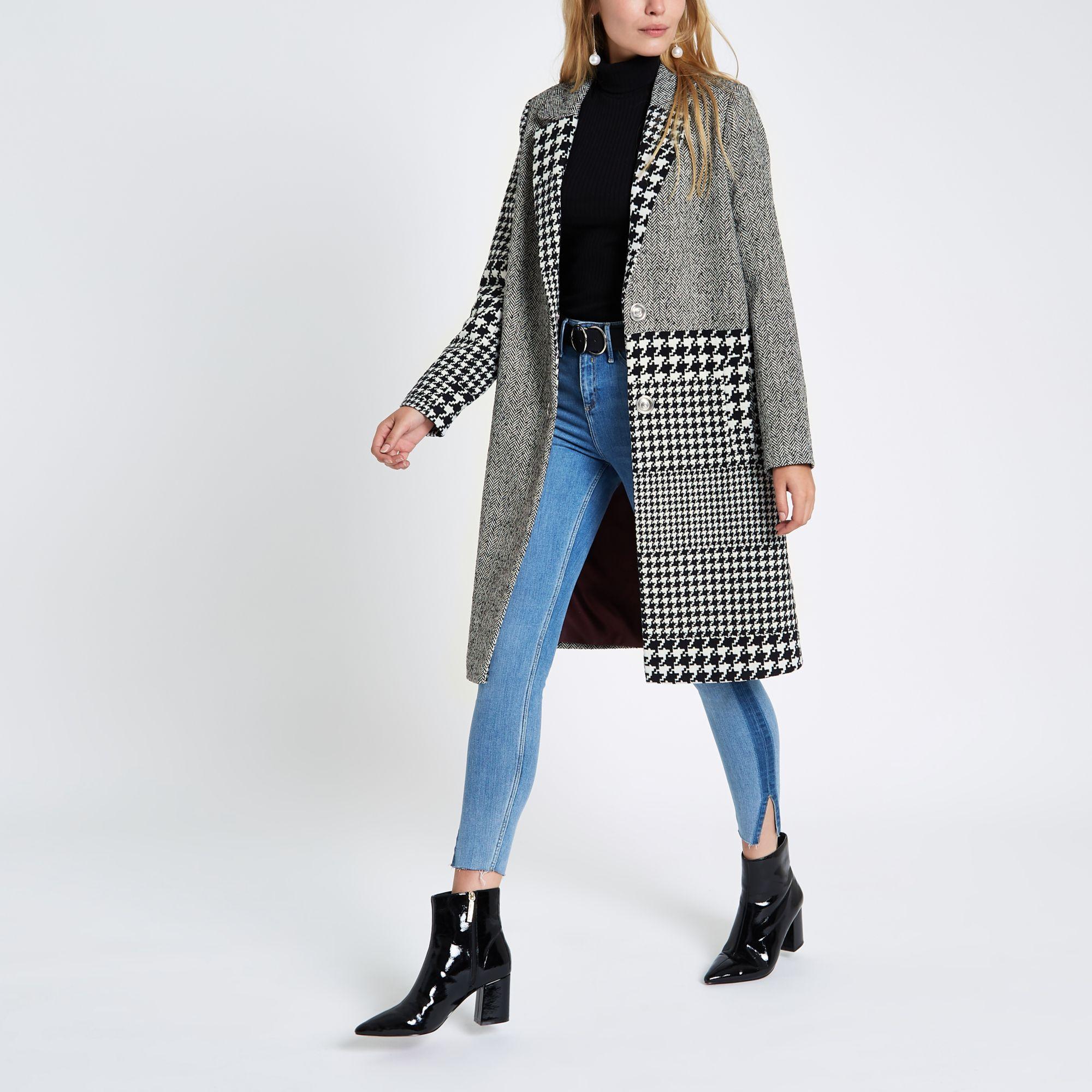 river island checked coat