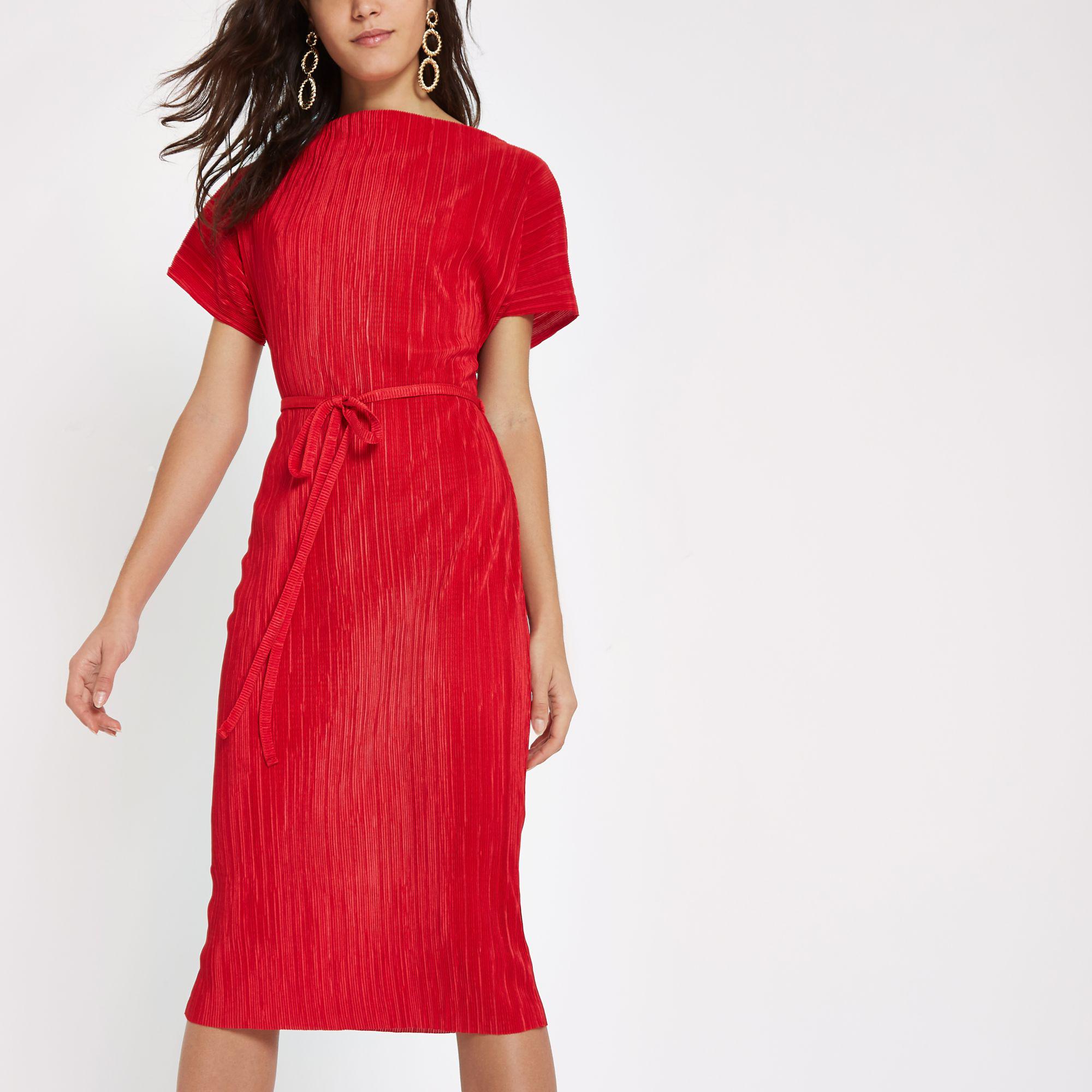 river island plisse midi dress