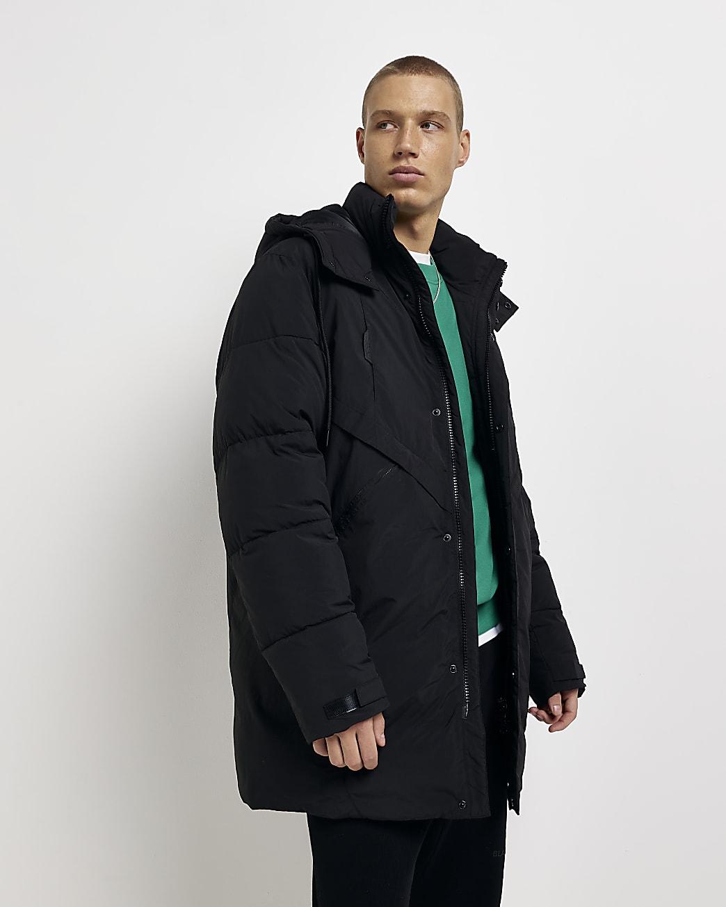 River island black hooded puffer sale jacket