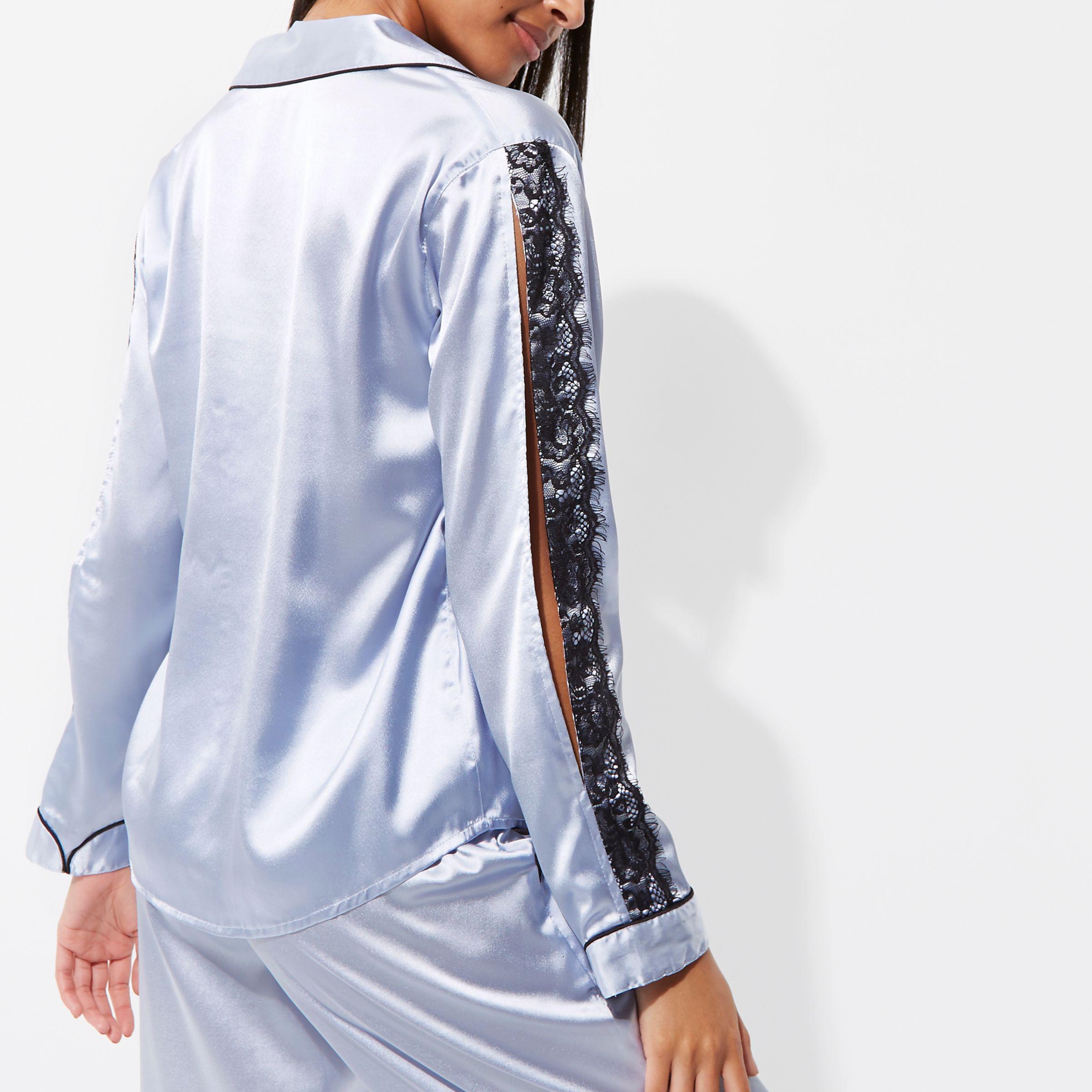 baby blue satin pyjamas