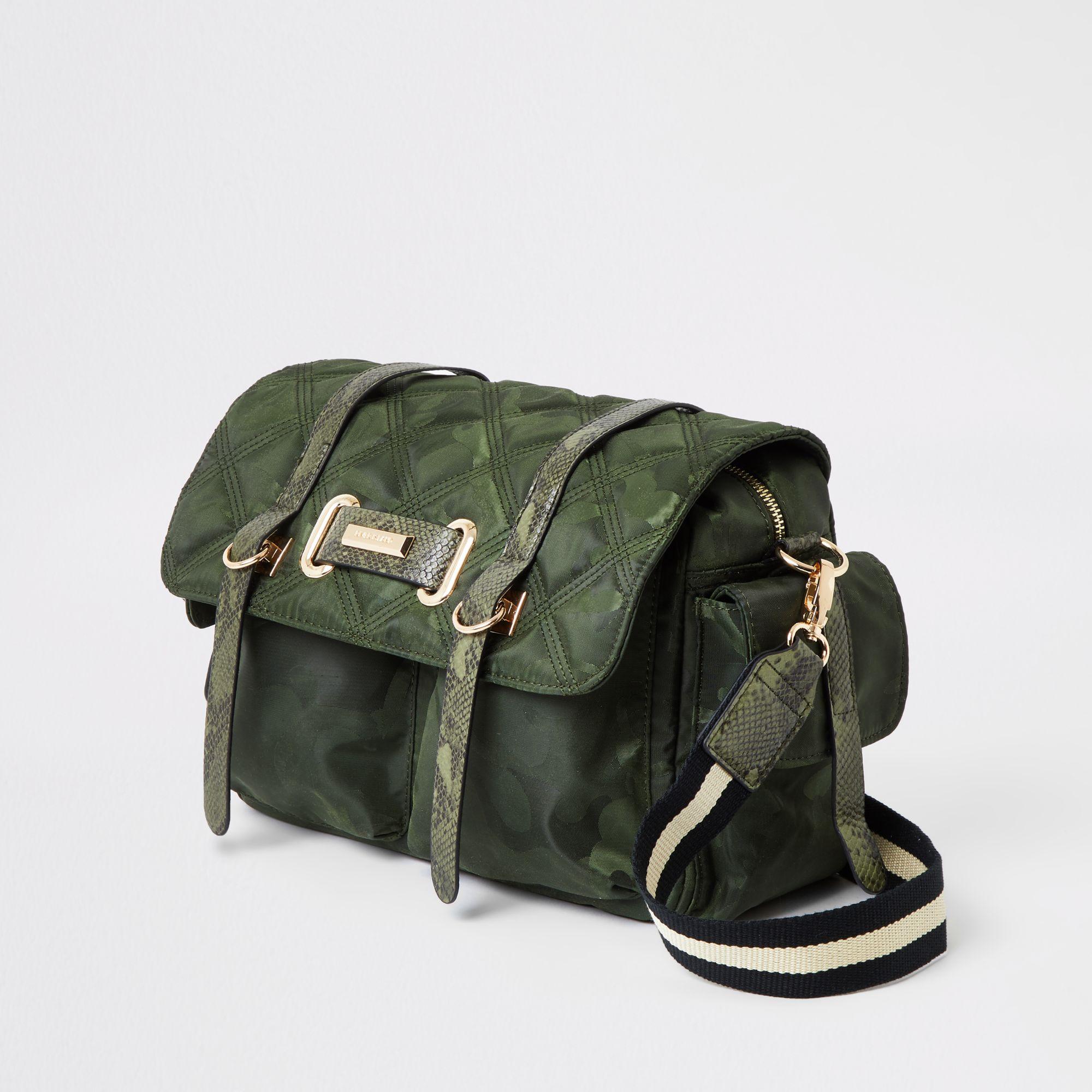 River Island Synthetic Khaki Camo Quilted Cross Body Bag in Green Lyst
