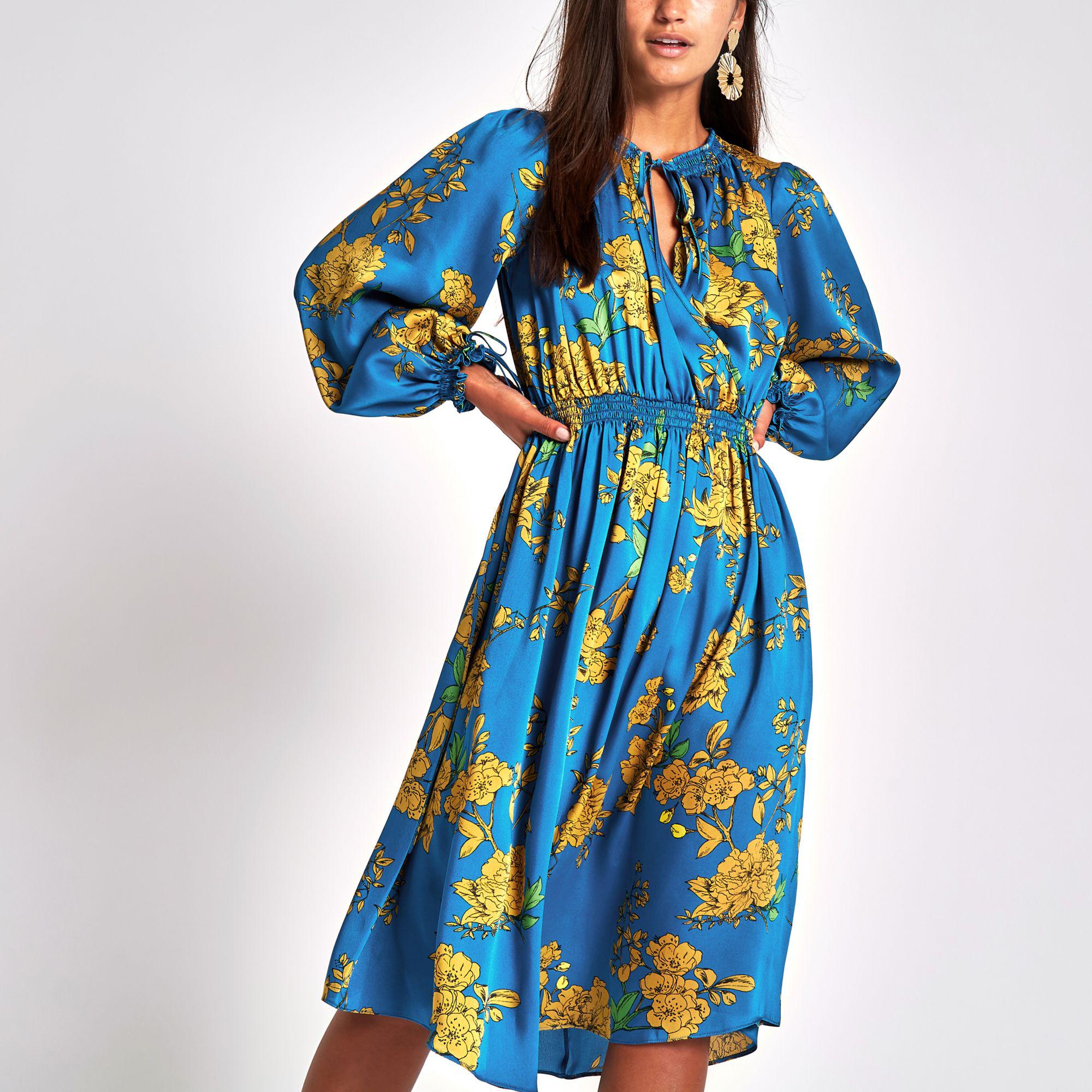 river island blue midi dress