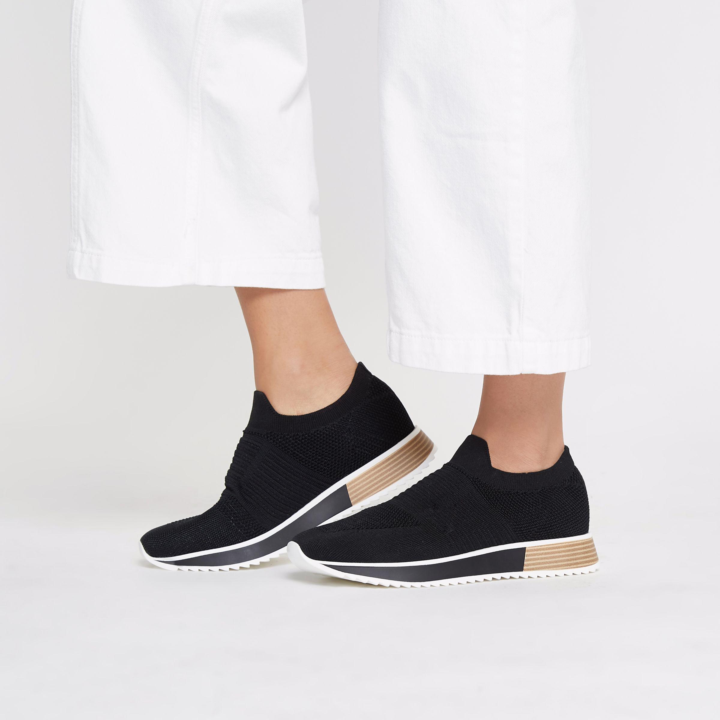 black knit runner trainers