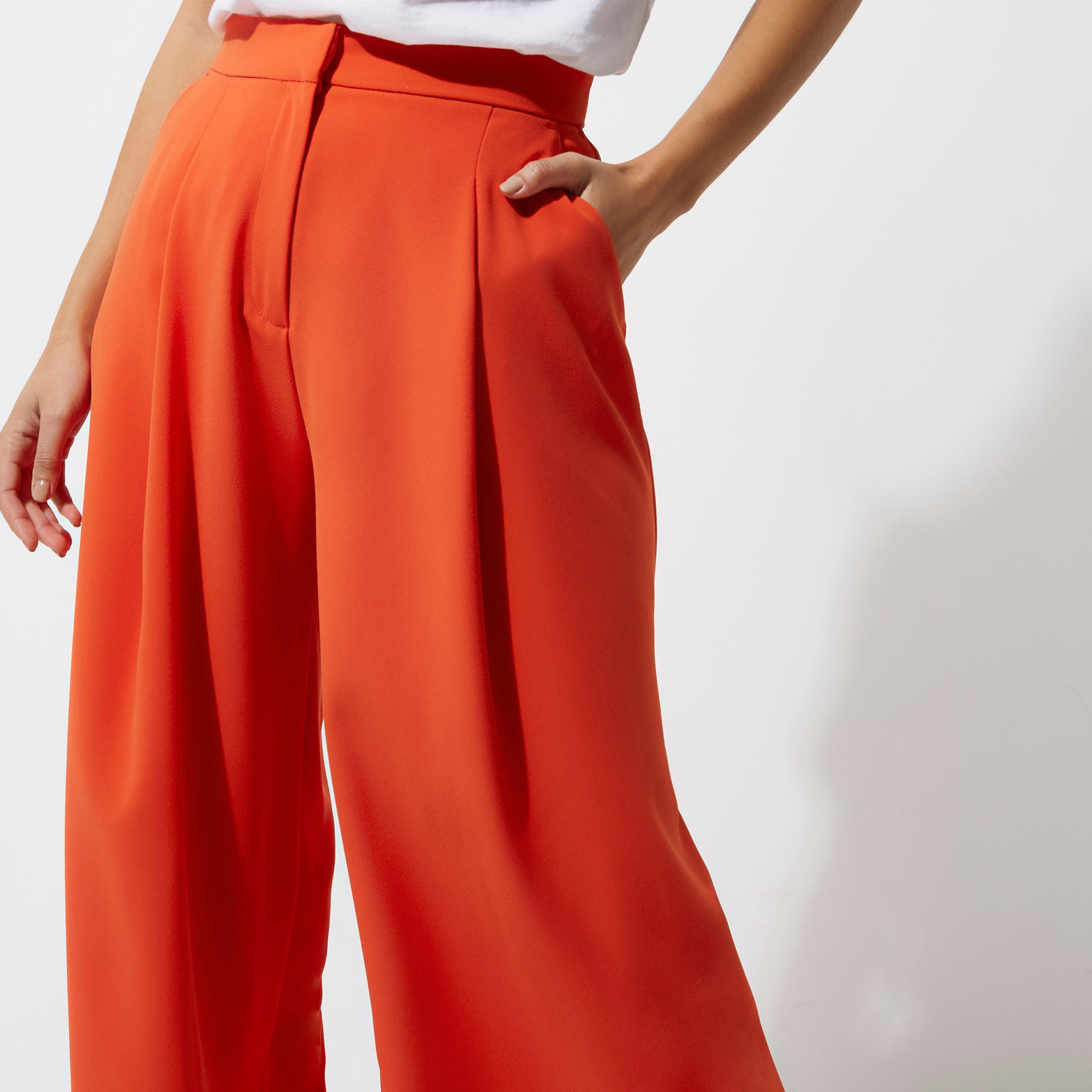 Synthetic Red Wide Leg Trousers | Lyst 