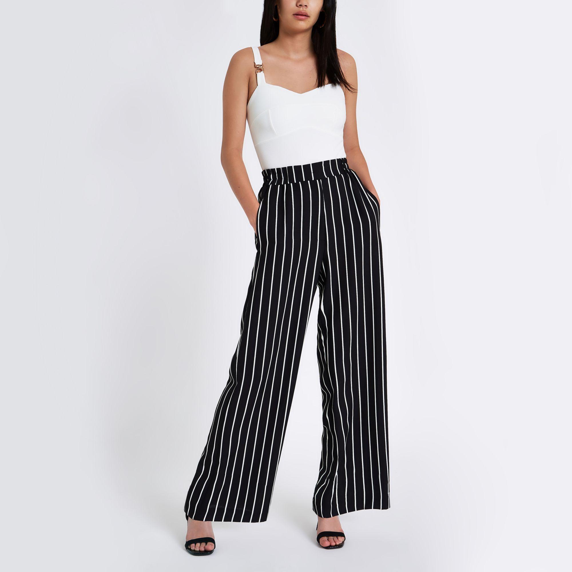 black striped wide leg pants