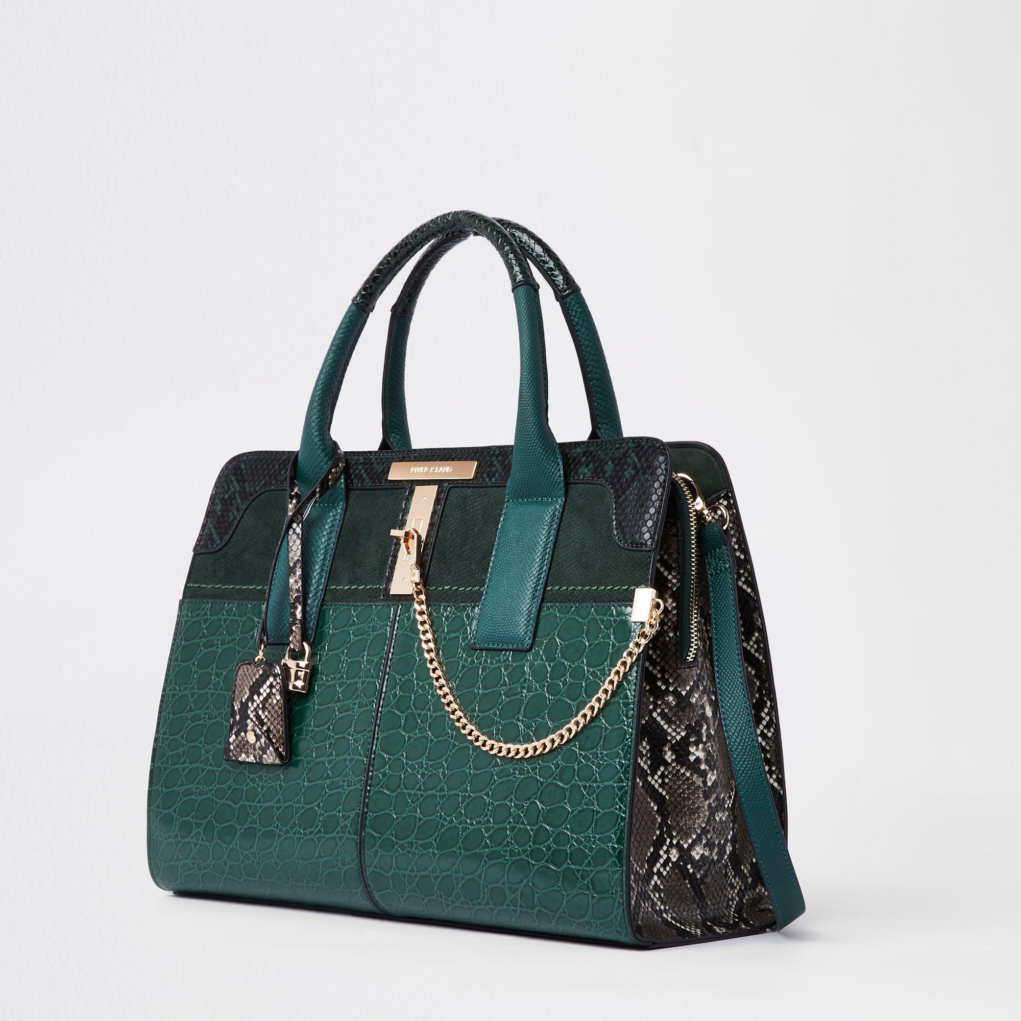 croc embossed tote bag