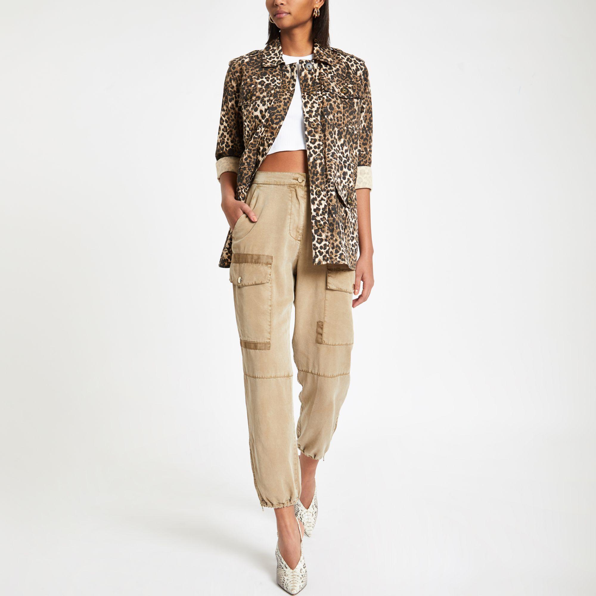 leopard print army jacket