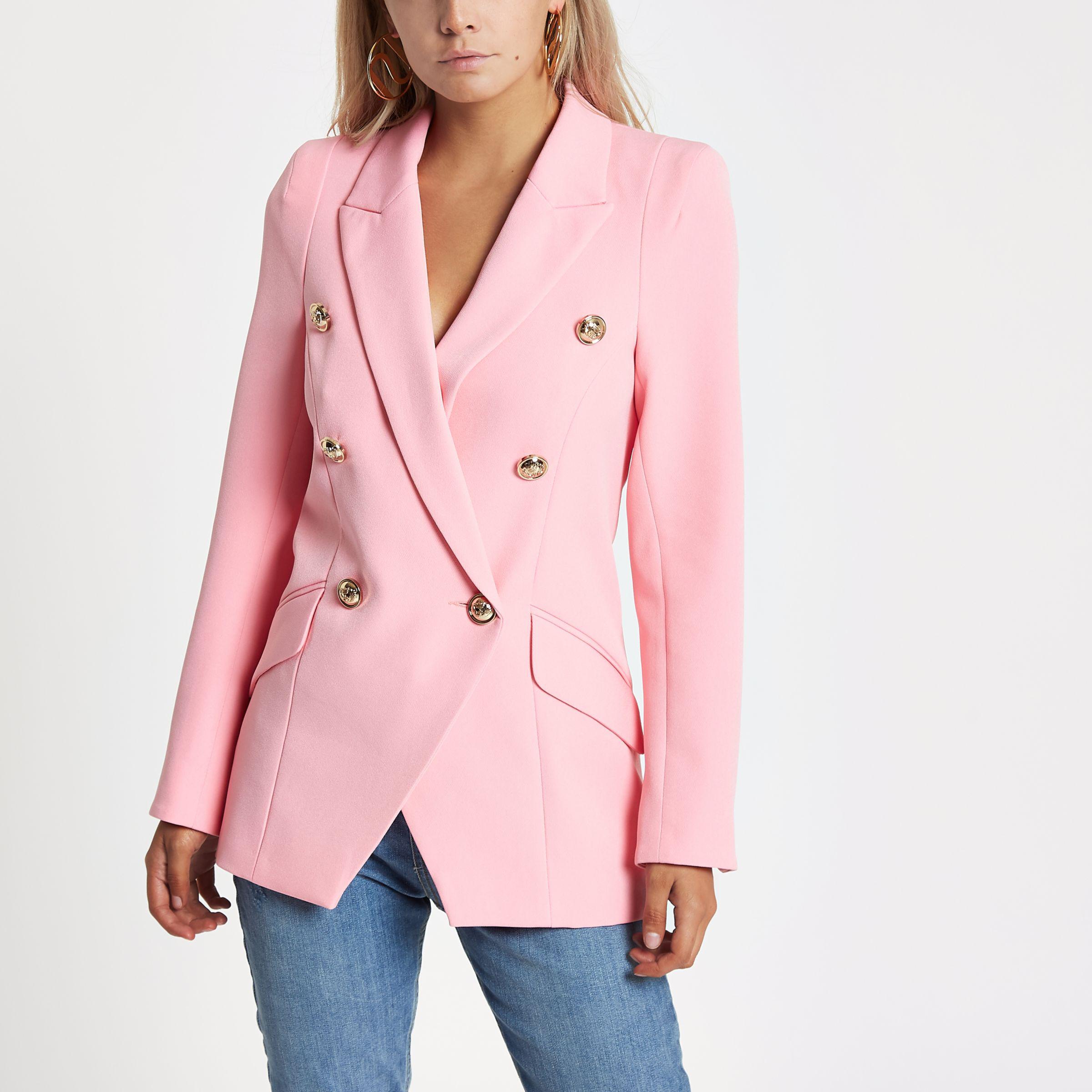 river island pink blazer dress