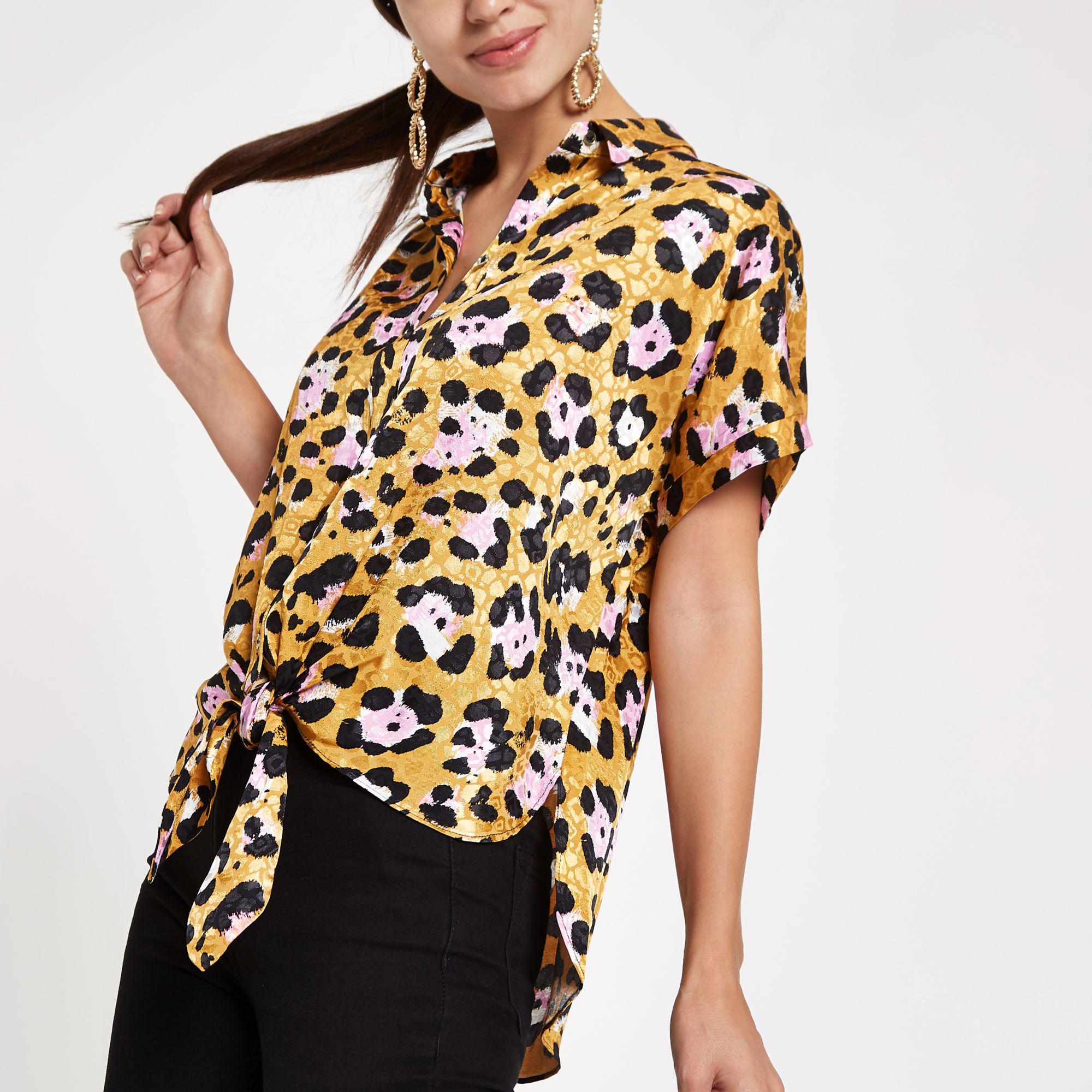 yellow leopard print top
