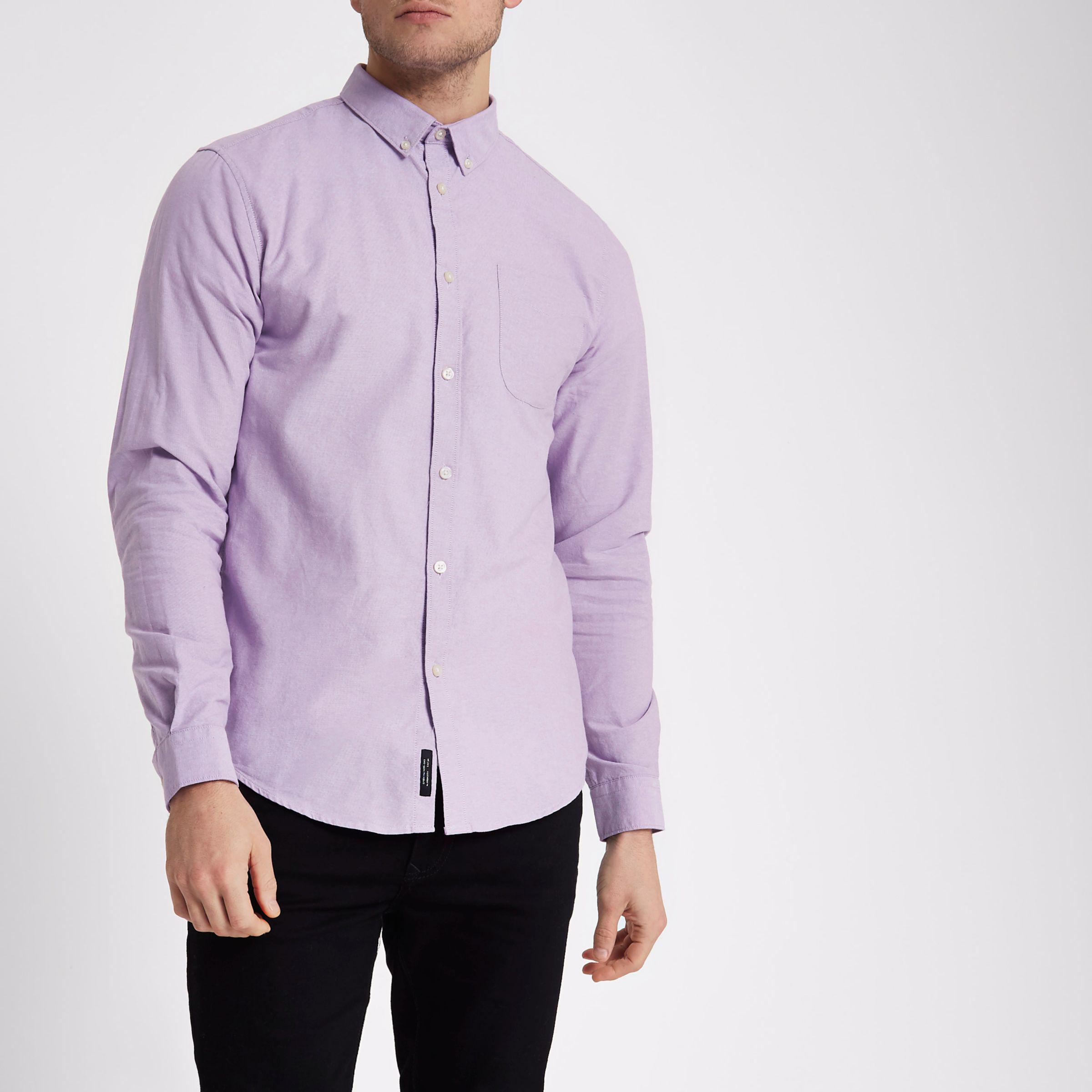 River Island Cotton Lilac Purple Buttondown Oxford Shirt for Men Lyst