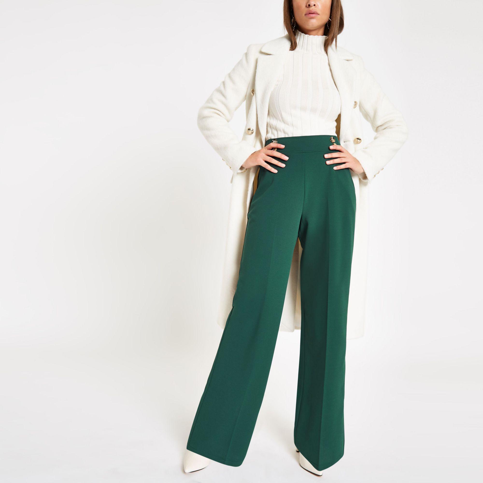 River Island Womens Cream Twill Wide Trousers Size 16 | eBay