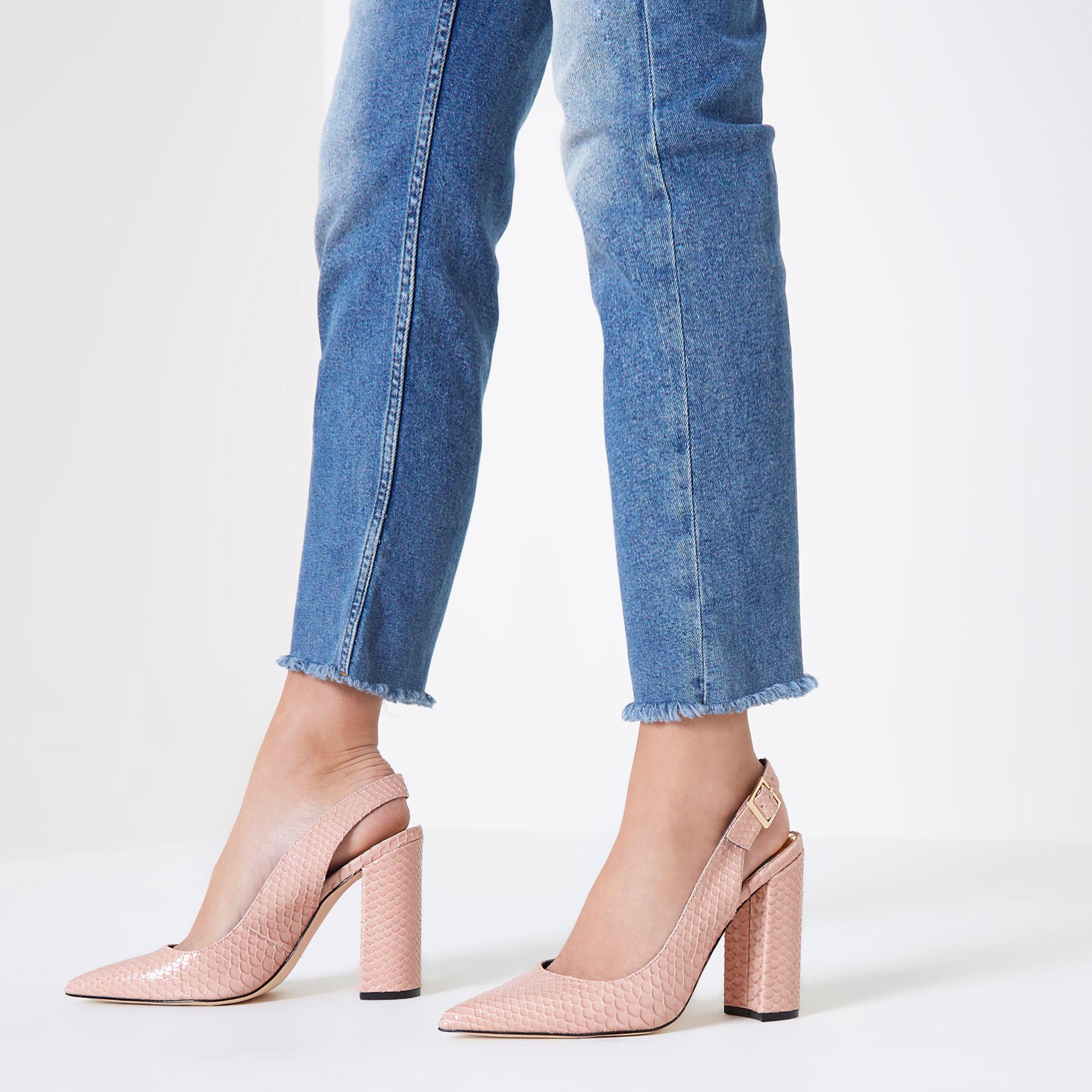 River Island Pink Snake Slingback Block 