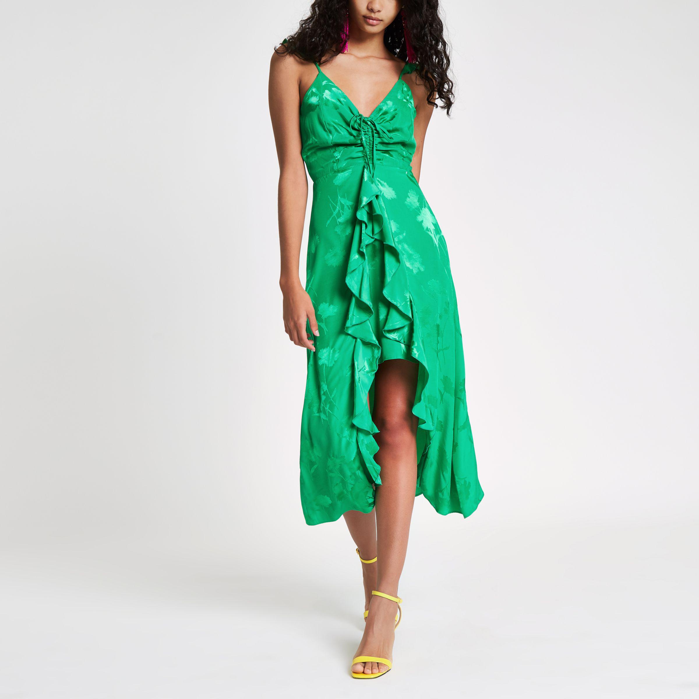 Bright green slip dress Clearance