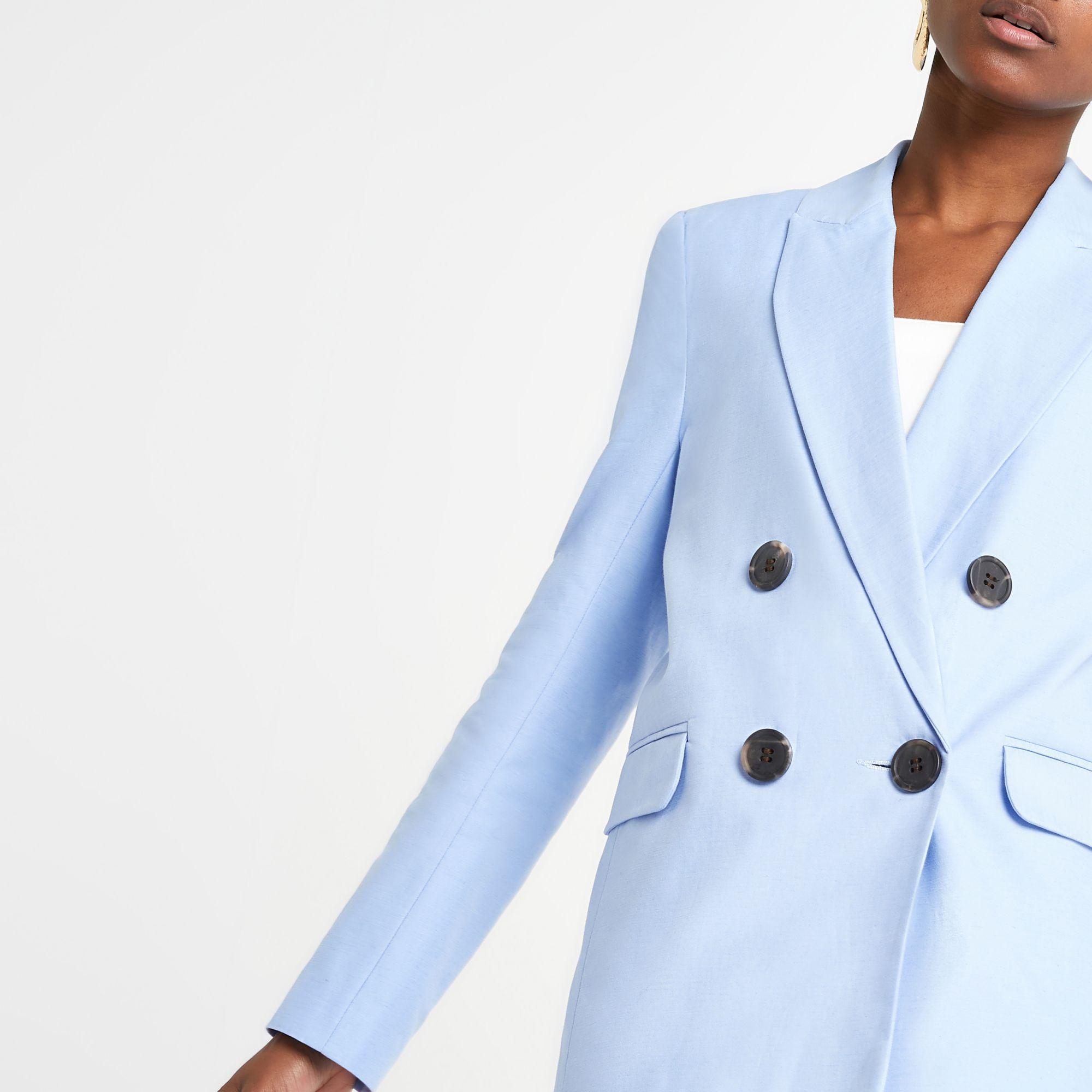 light blue double breasted blazer