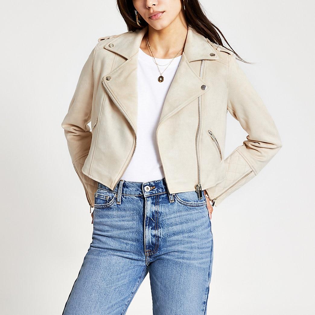 cream biker jacket