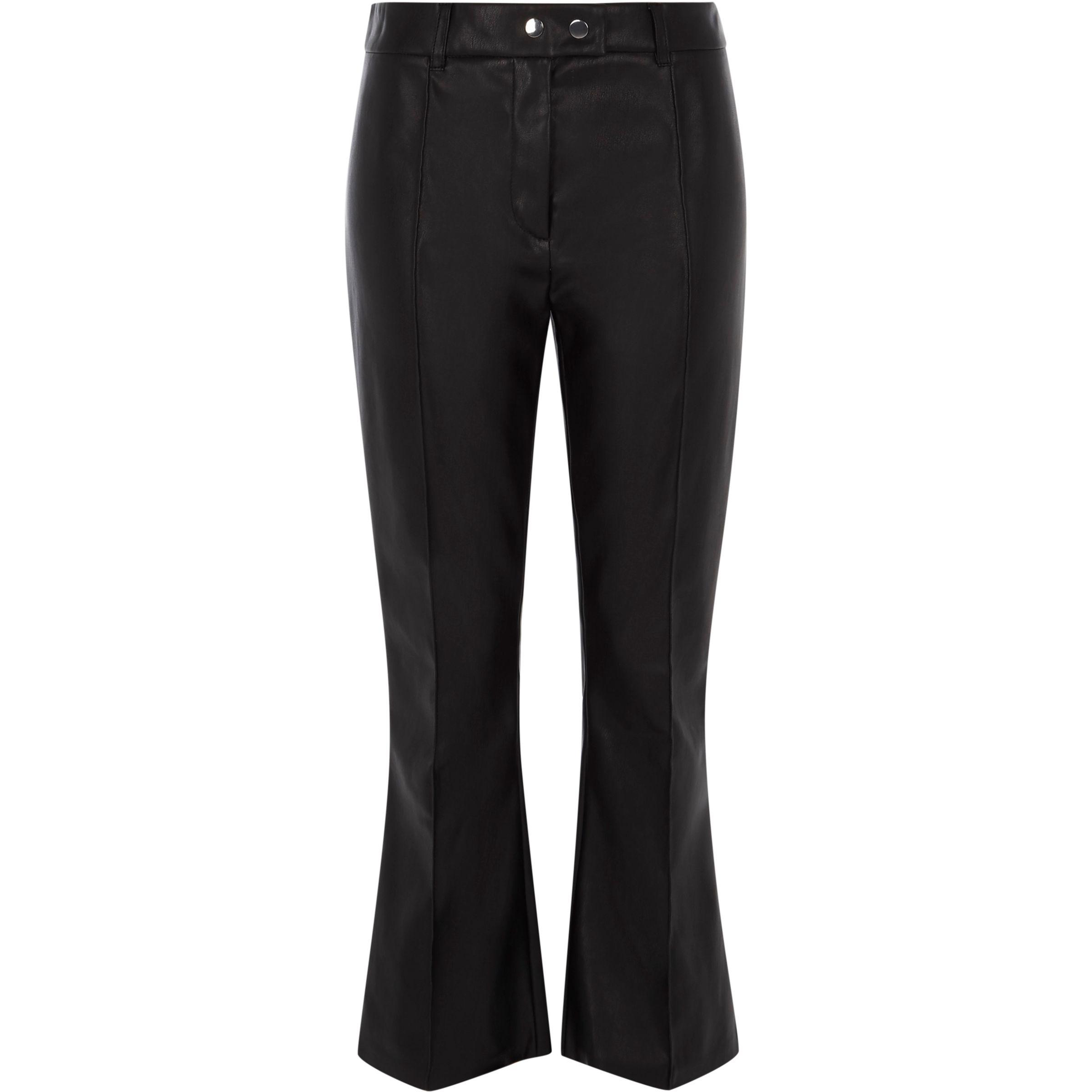 River Island Black Faux Leather Kick Flare Trousers | Lyst