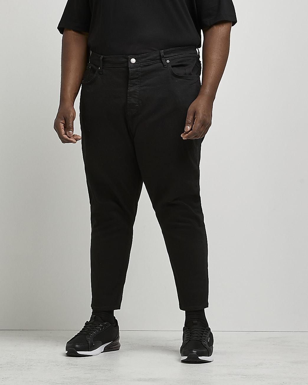 River Island Big & Tall Black Tapered Cropped Jeans for Men | Lyst