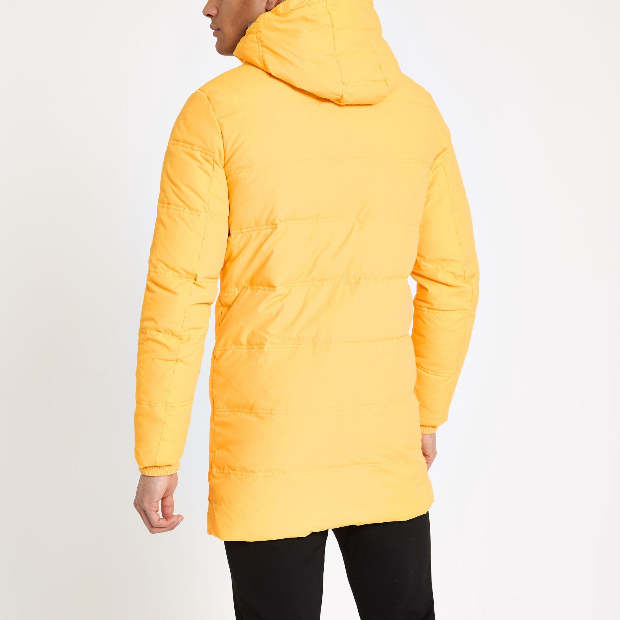 river island yellow puffer coat