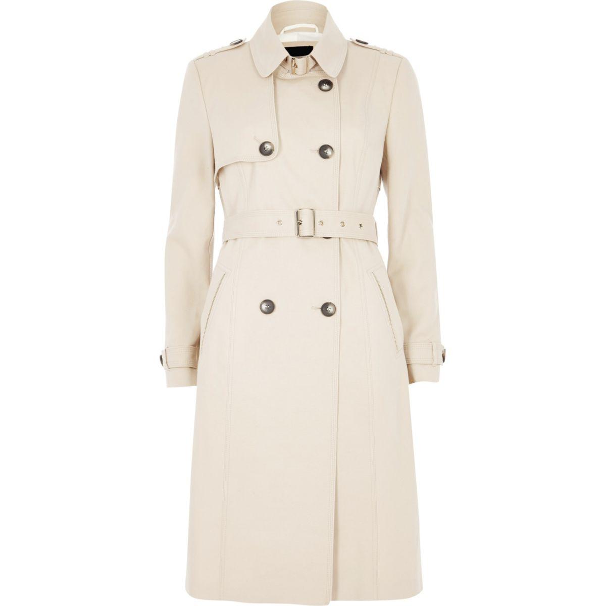 River Island Cream Belted Trench Coat Cream Belted Trench Coat in ...