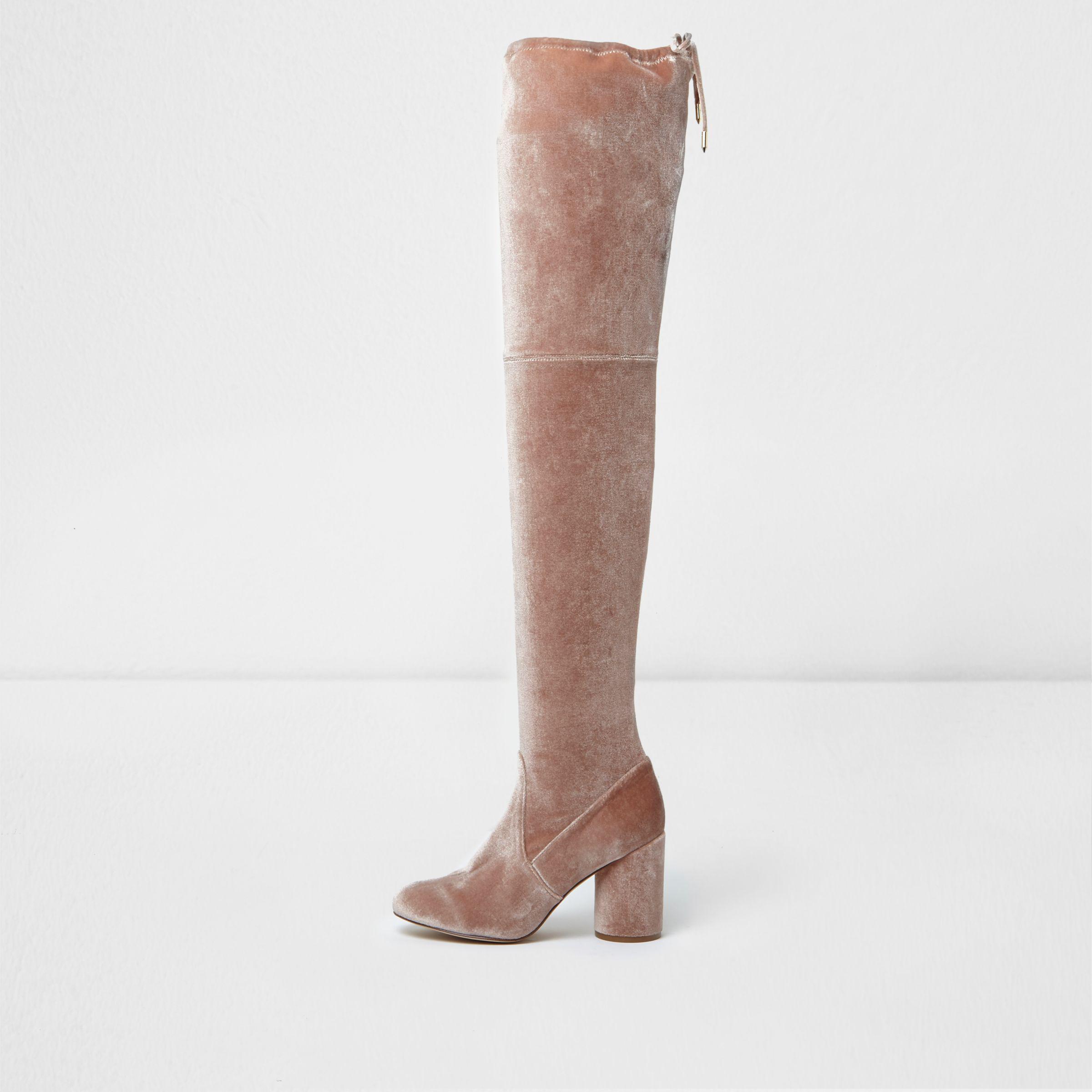 light pink over the knee boots
