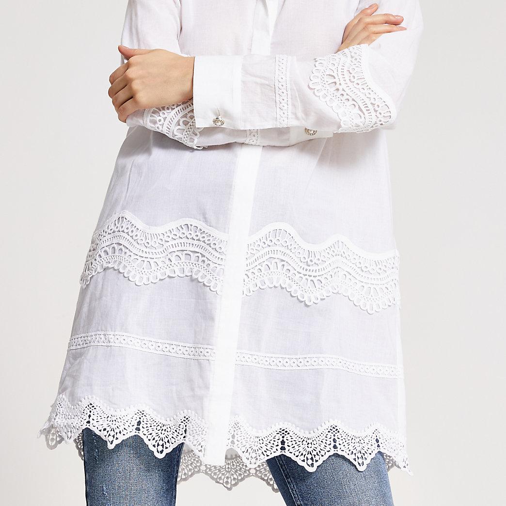 river island white lace shirt