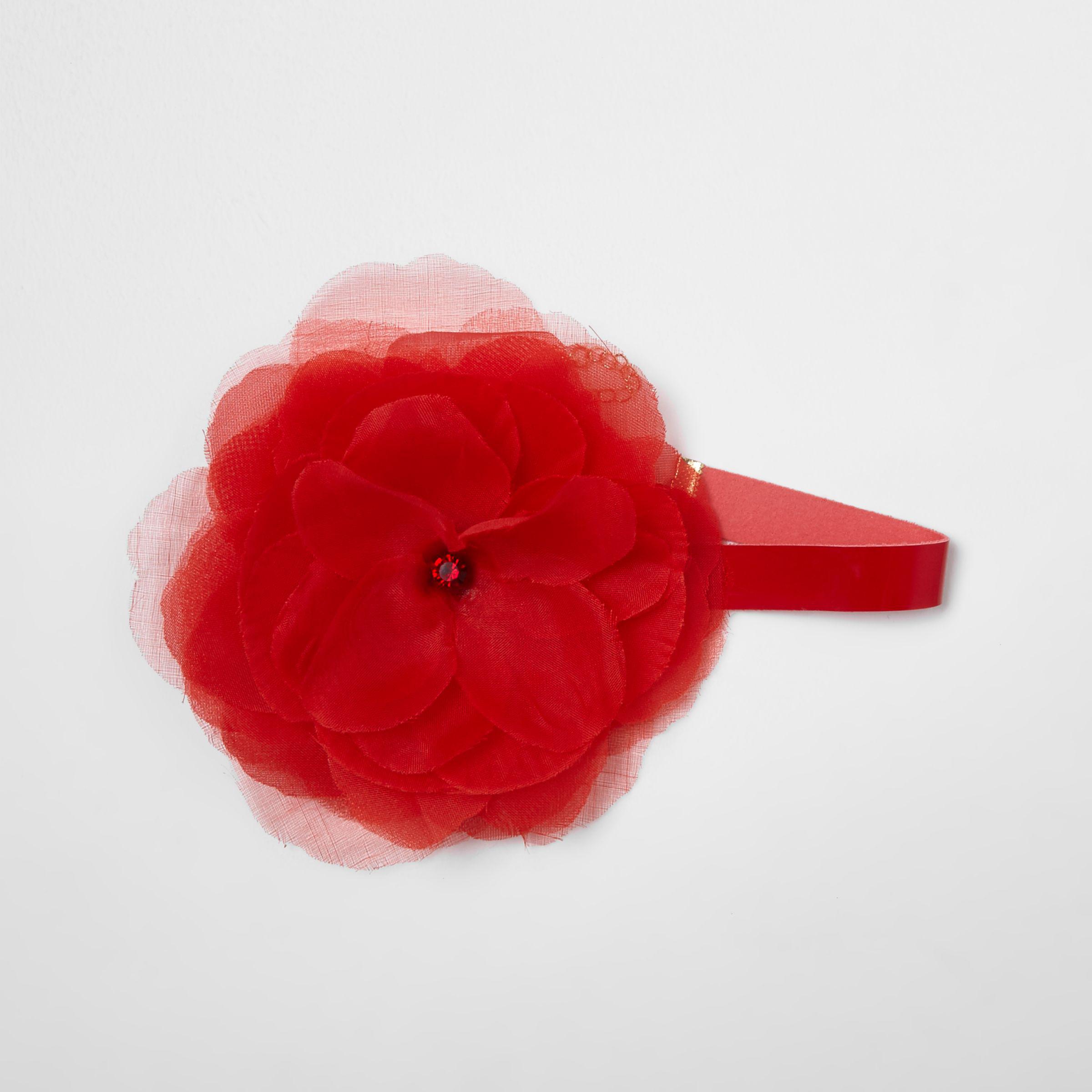 Handmade Phantom Flower Choker/Necklace Made Out of Organza in Red