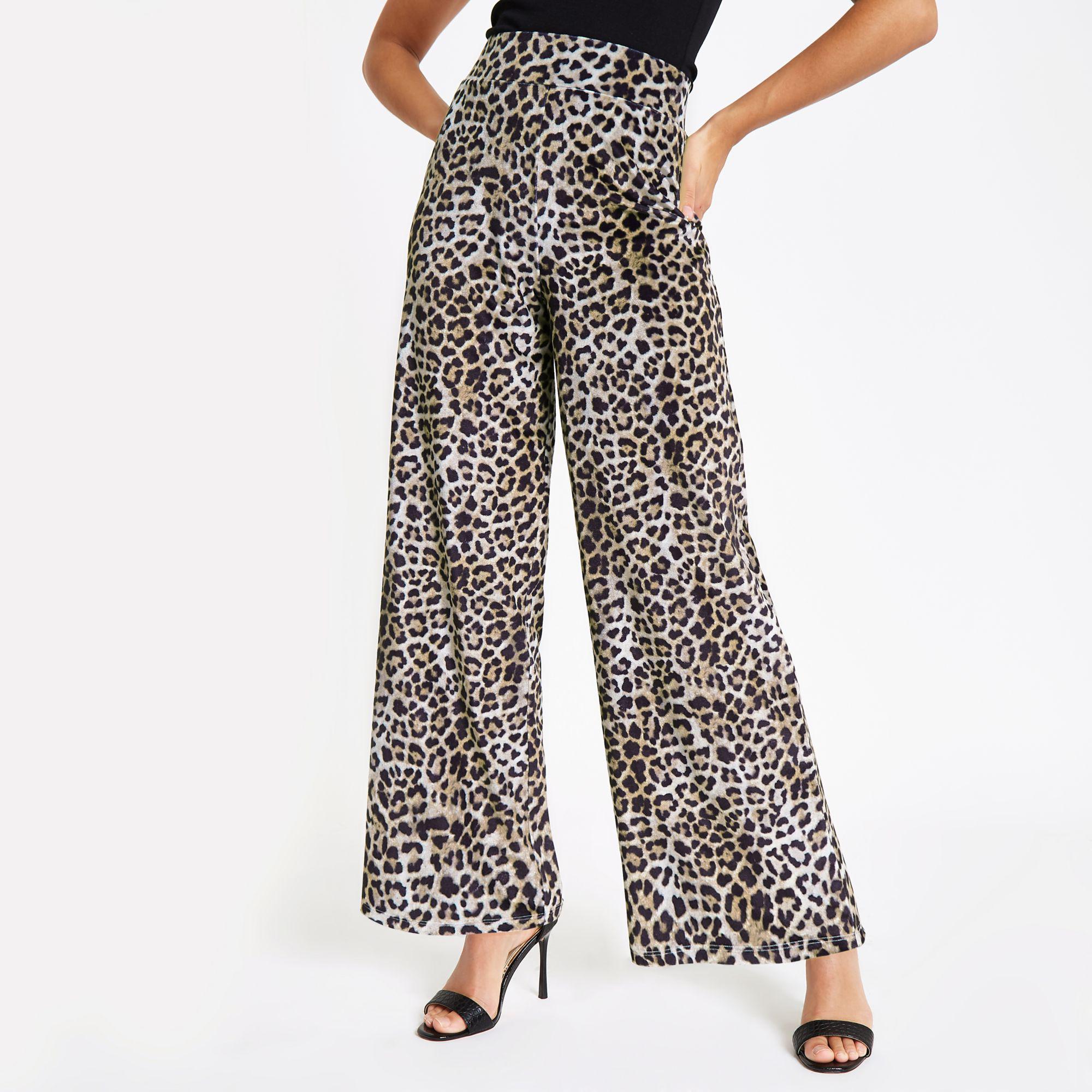 leopard wide leg pants
