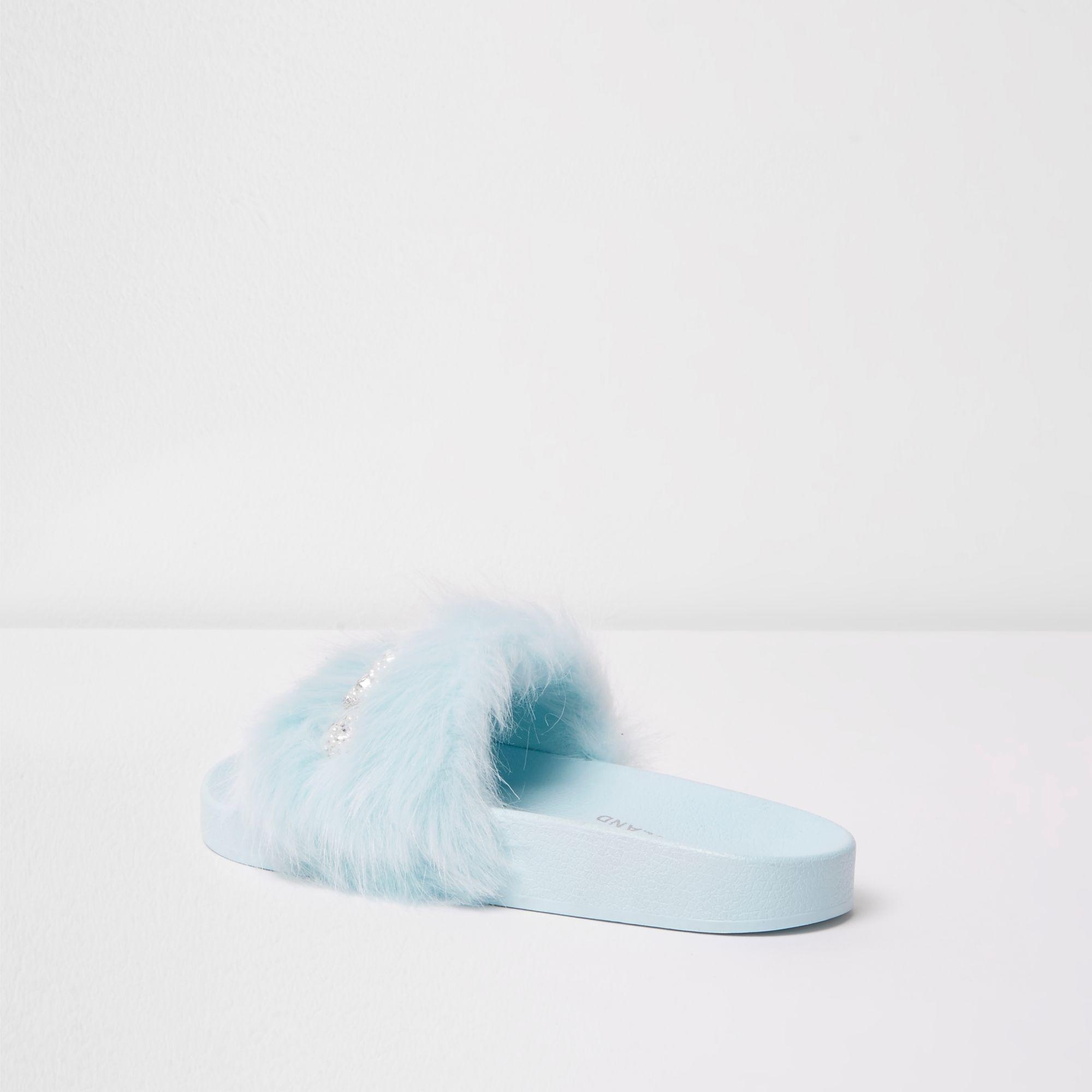 River island hotsell fluffy sliders