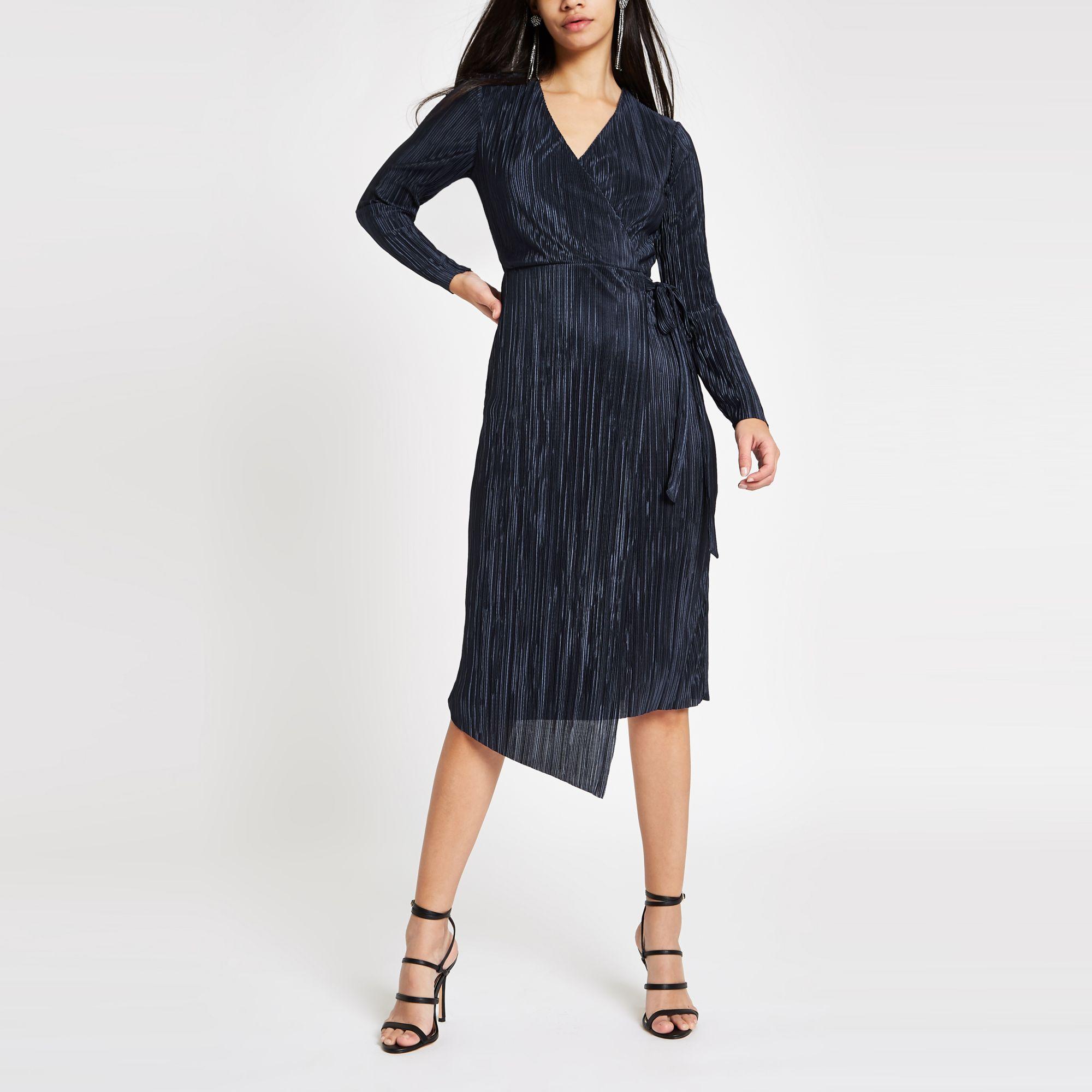 navy plisse dress