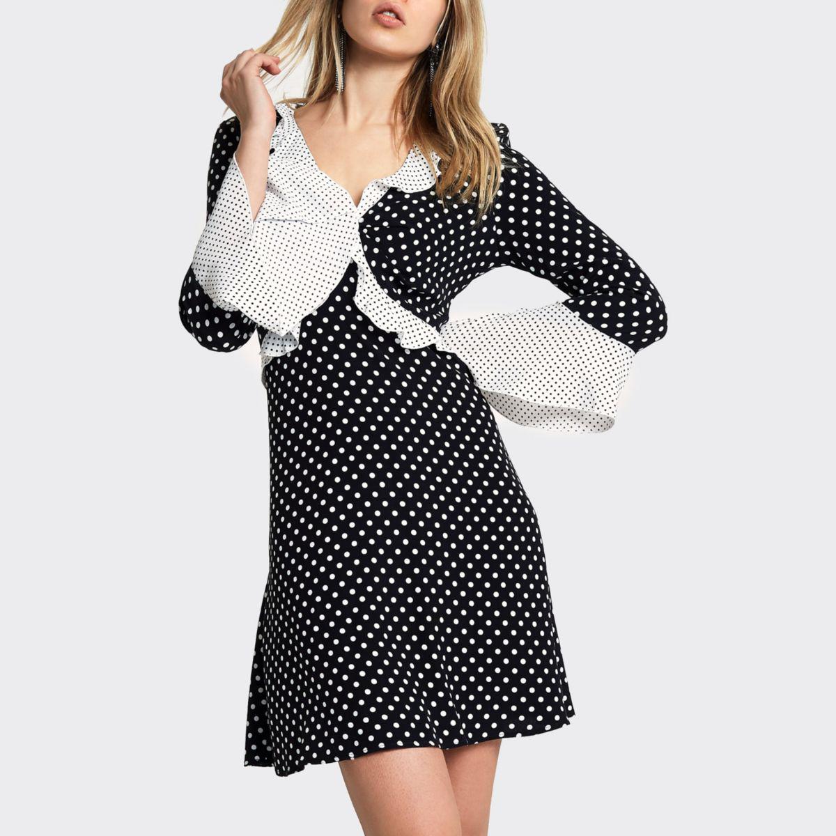 river island tea dress in polka dot