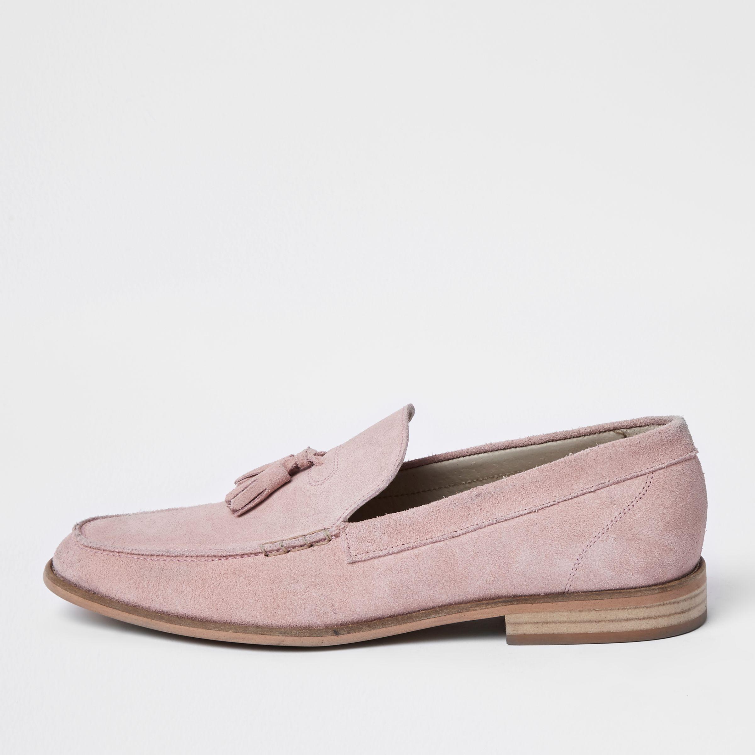 River Island Light Pink Suede Tassel Loafers for Men Lyst
