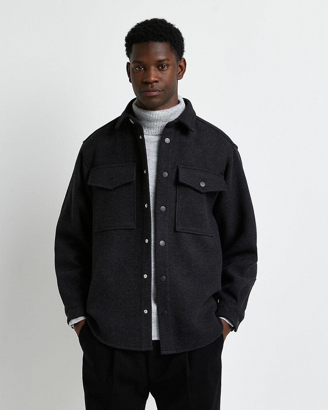 oversized shacket black