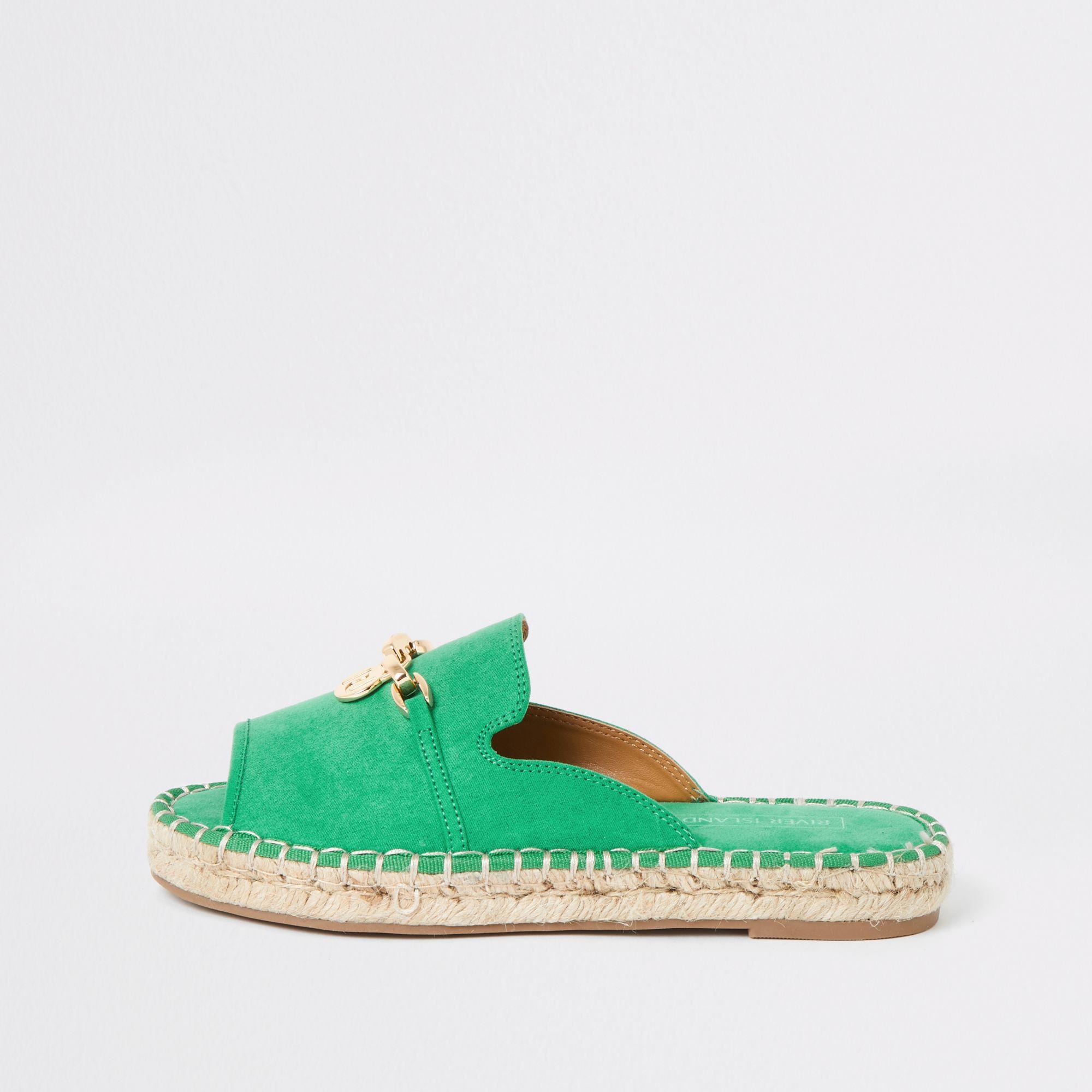 River Island Espadrille Peep Toe Sandals in Green Lyst